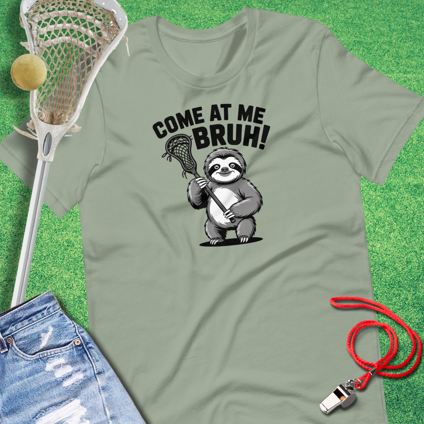 Sloth Bruh T-Shirt in Sage - Funny Lax Gear | Sideline Gods