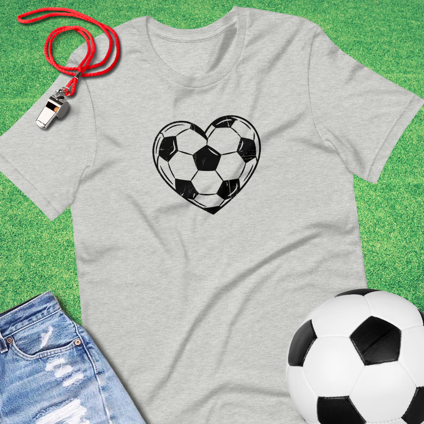 Soccer Heart T-Shirt in Athletic Heather - Travel Soccer T-Shirt for Players and Fans | Sideline Gods