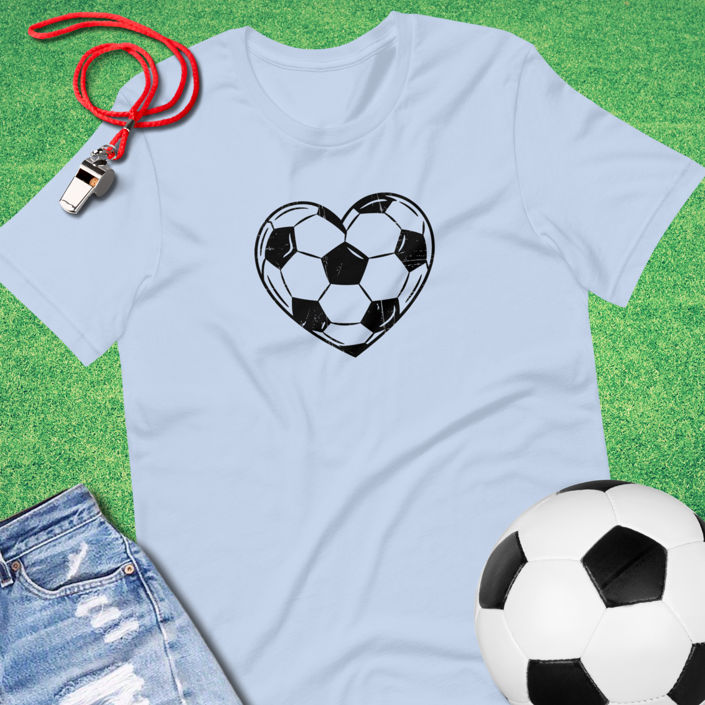 Soccer Heart T-Shirt in Baby Blue - Unique Soccer Apparel for Players and Fans | Sideline Gods