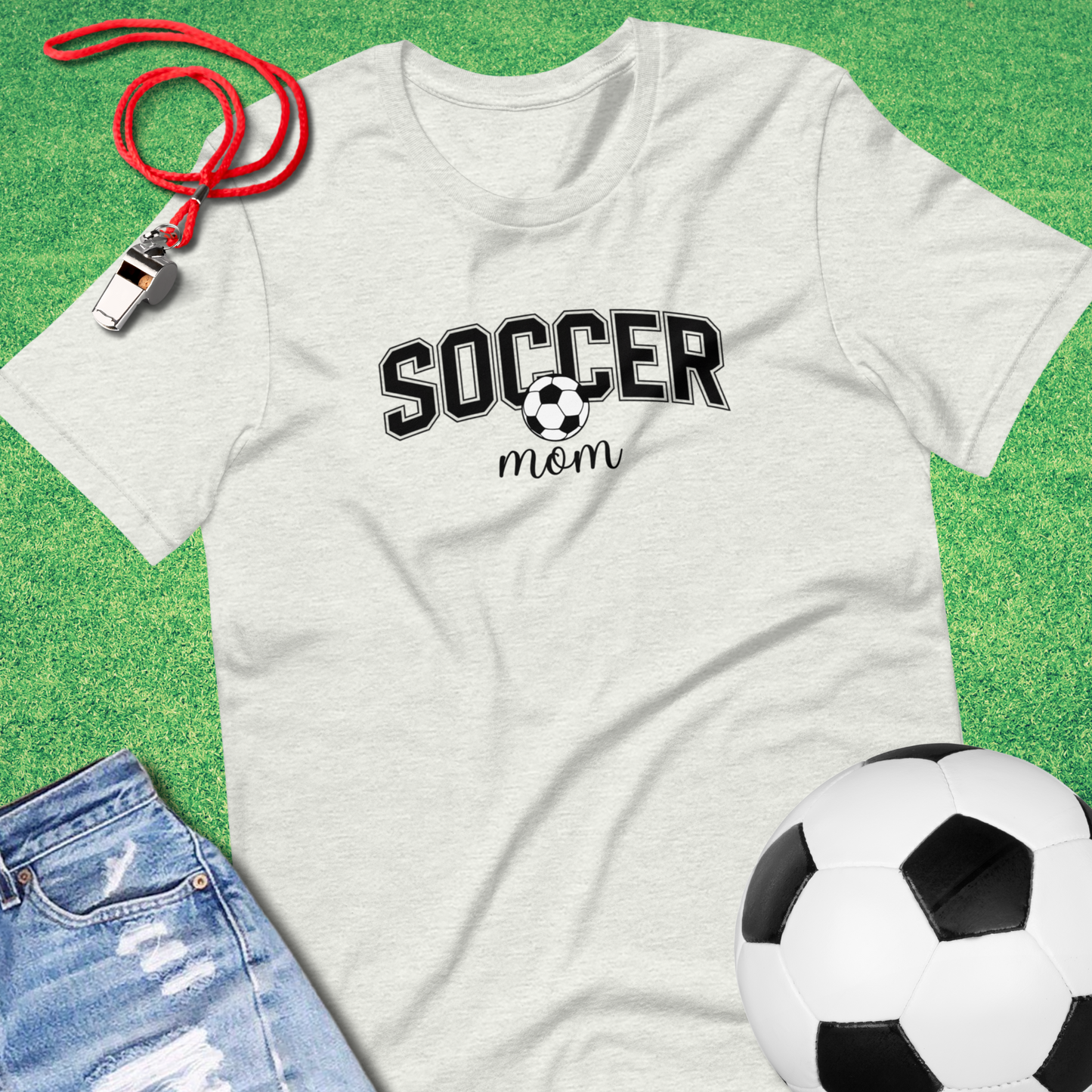 Soccer Mom Varsity Style T-Shirt in Ash - Fun Soccer Mom T-Shirt | Sideline Gods