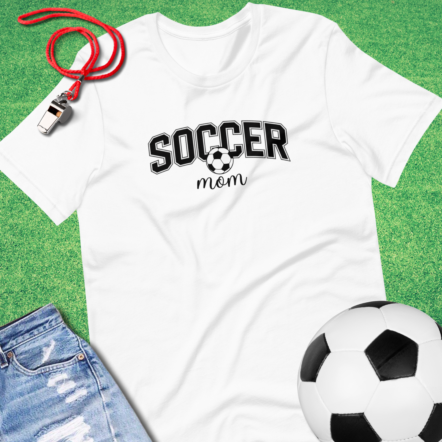Soccer Mom Varsity Style T-Shirt in White - Best Soccer Mom T-Shirt | Sideline Gods