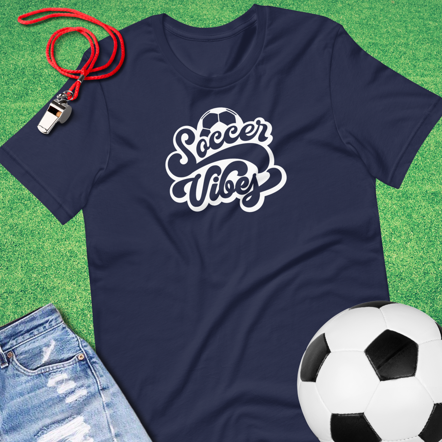 Soccer Vibes T-Shirt in Navy - Best Soccer T-Shirt for Players and Fans | Sideline Gods