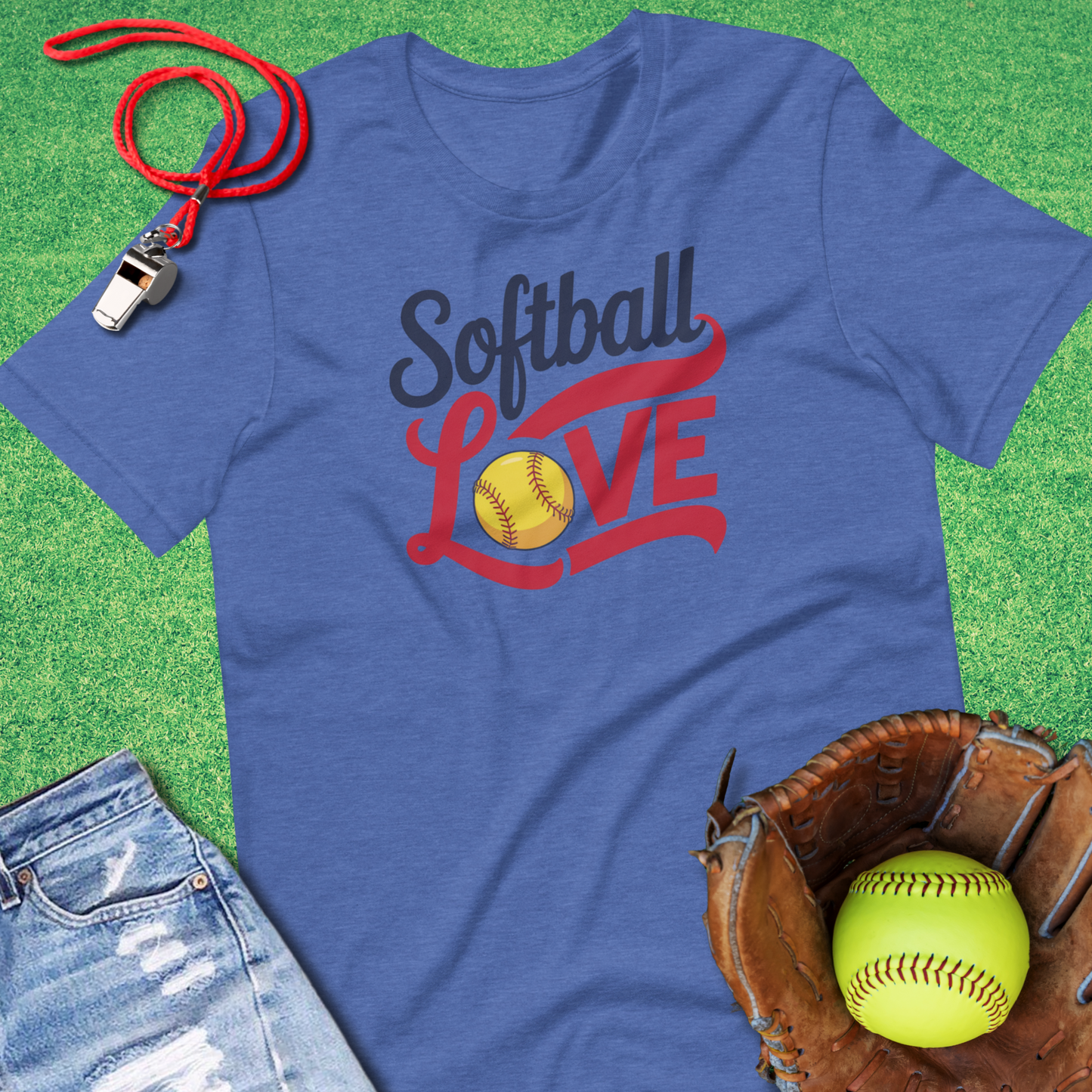 Softball Love T-Shirt in Heather True Royal - Ballpark Mom T-Shirt | Sideline Gods
