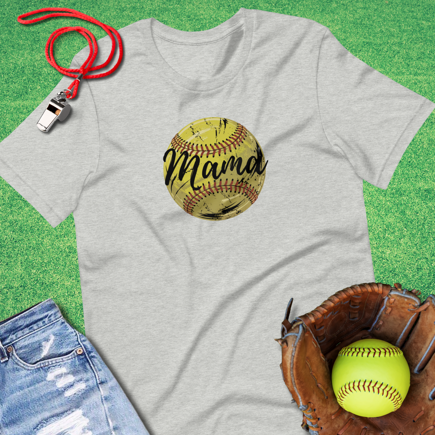 Softball Mama Icon T-Shirt in Athletic Heather - Ballpark Mom T-Shirt | Sideline Gods