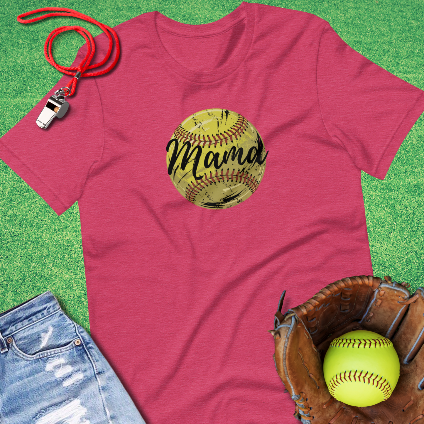 Softball Mama Icon T-Shirt in Heather Raspberry - Ballpark Mom Gift | Sideline Gods