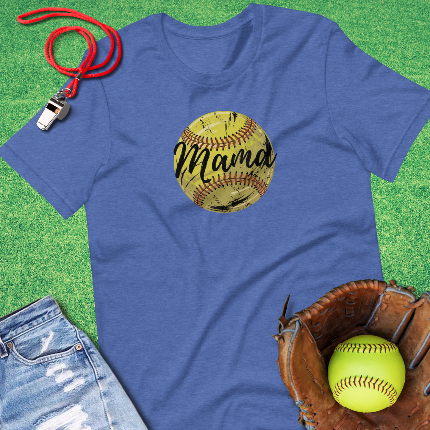 Softball Mama Icon T-Shirt in Heather True Royal - Softball Mom Tournament T-Shirt | Sideline Gods