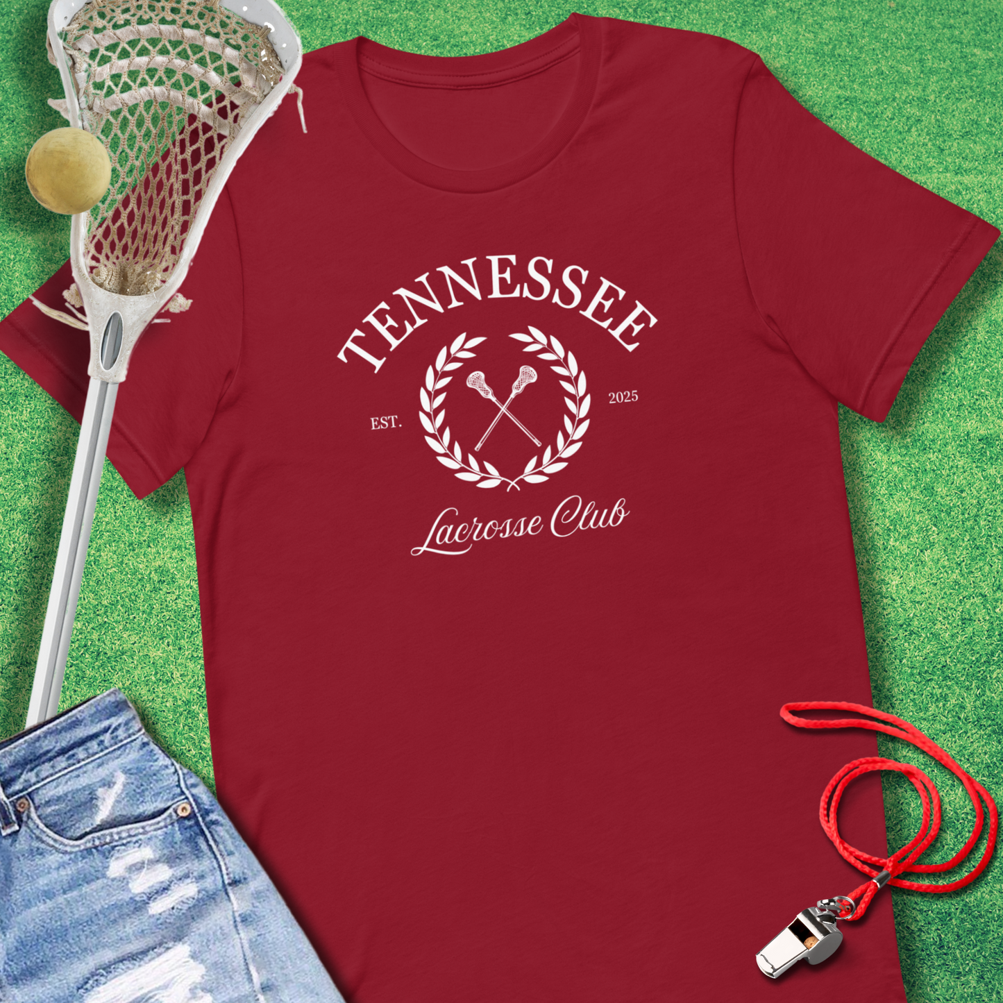 Tennessee Lacrosse Club T-Shirt in Cardinal - Lacrosse Tennessee T-Shirt | Sideline Gods
