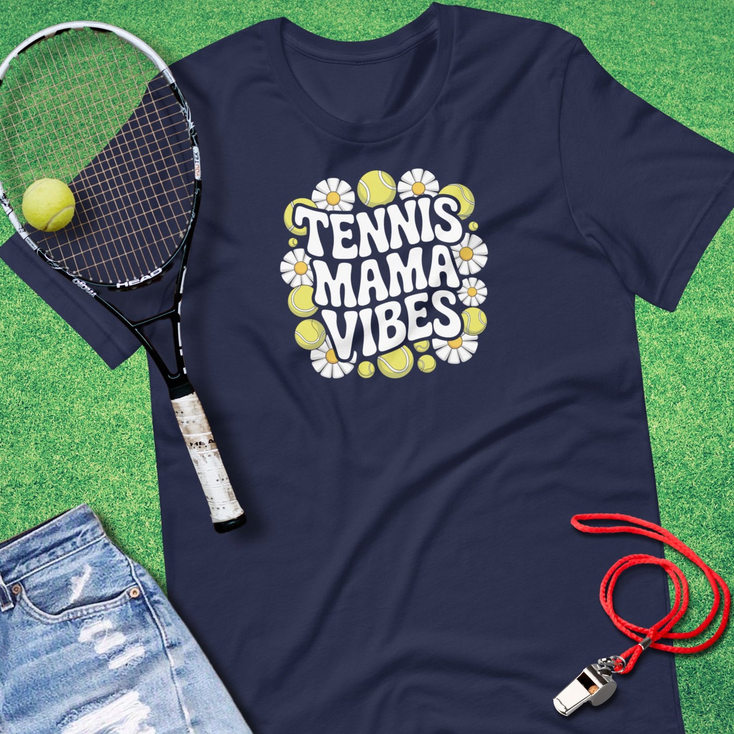 Tennis Mama Vibes T-Shirt in Navy - Tennis Mom Gift | Sideline Gods