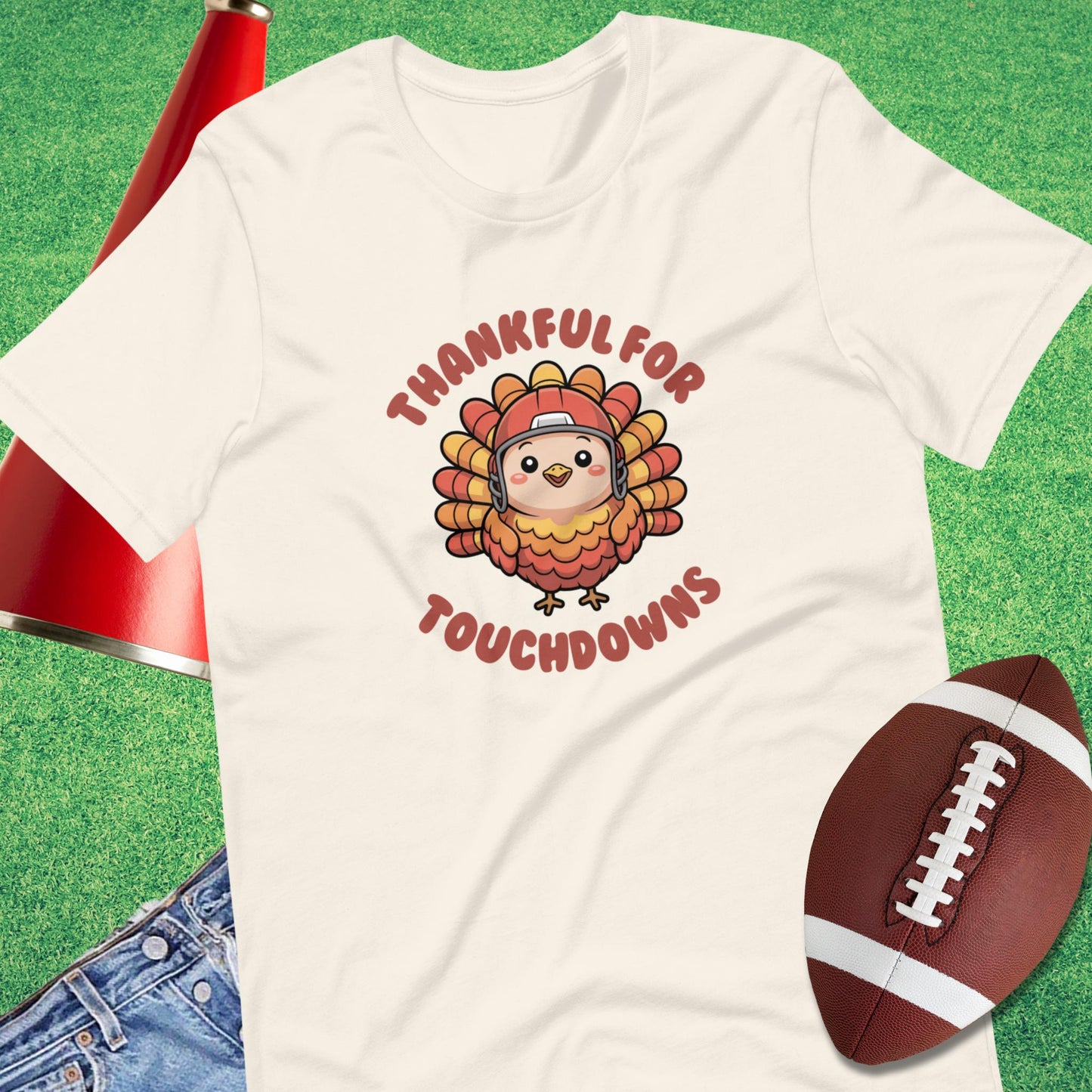 Thankful for Touchdowns T-Shirt in Vintage White - Thanksgiving Football [product_type} by Sideline Gods
