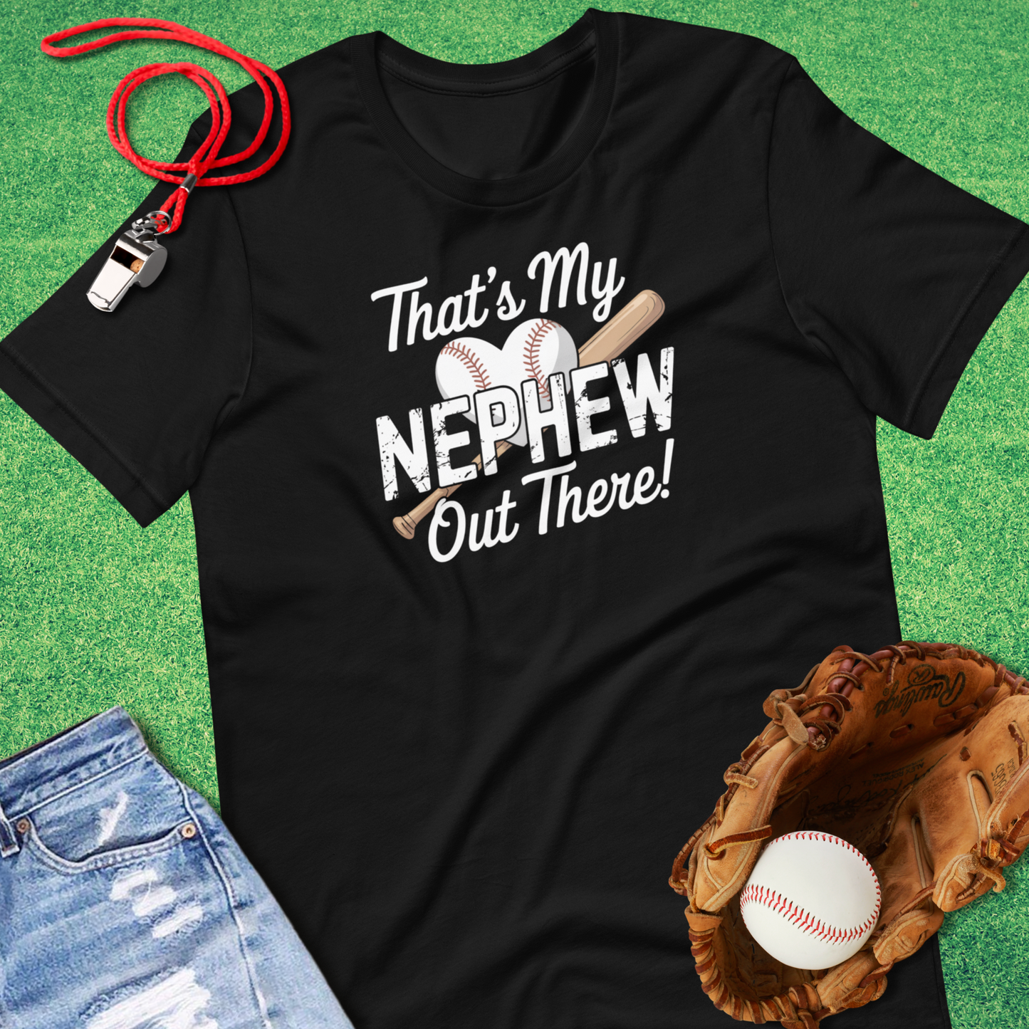 That's My Baseball Nephew T-Shirt in Black - Ballpark Aunt Gift | Sideline Gods