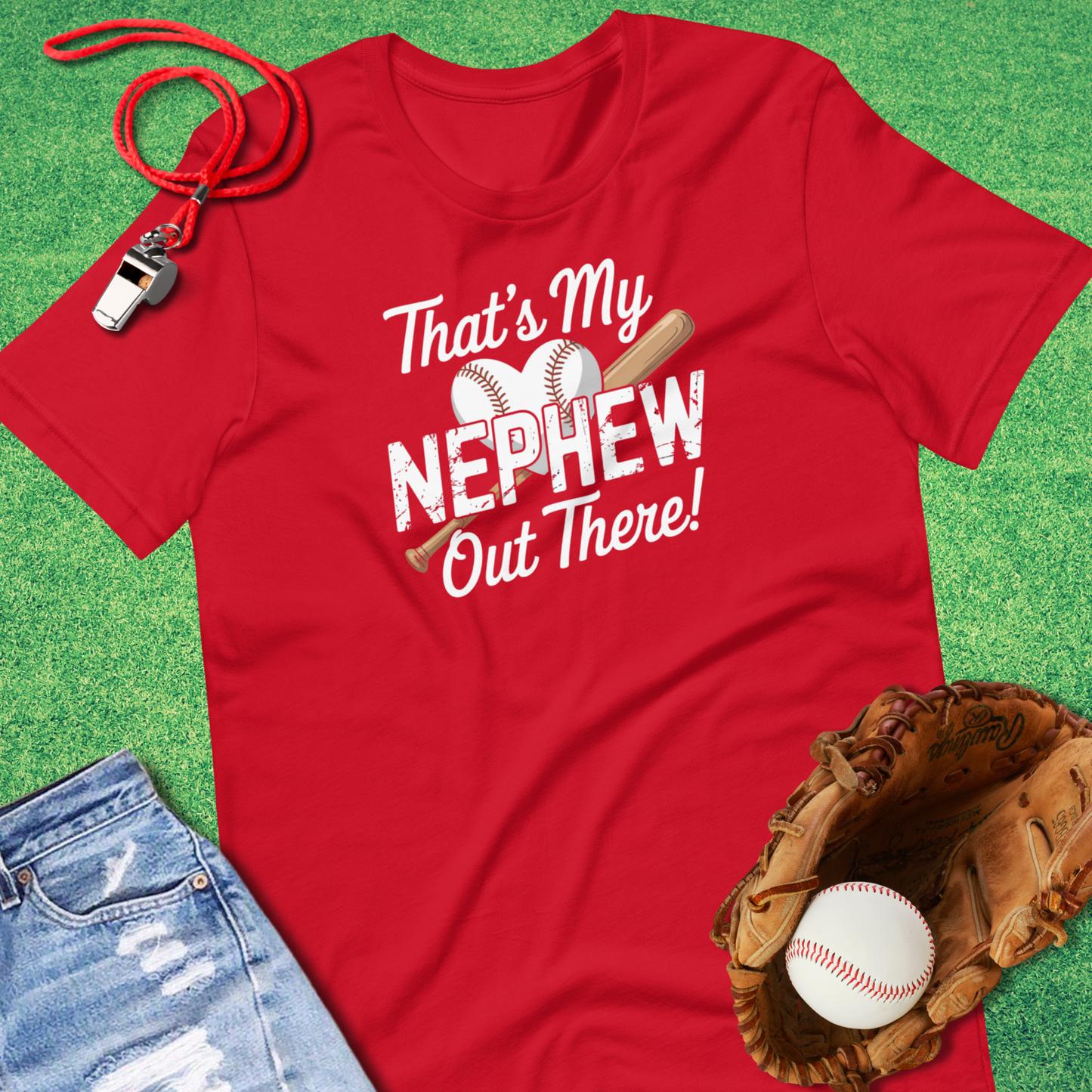 That's My Baseball Nephew T-Shirt in Red - Baseball Aunt T-Shirt | Sideline Gods