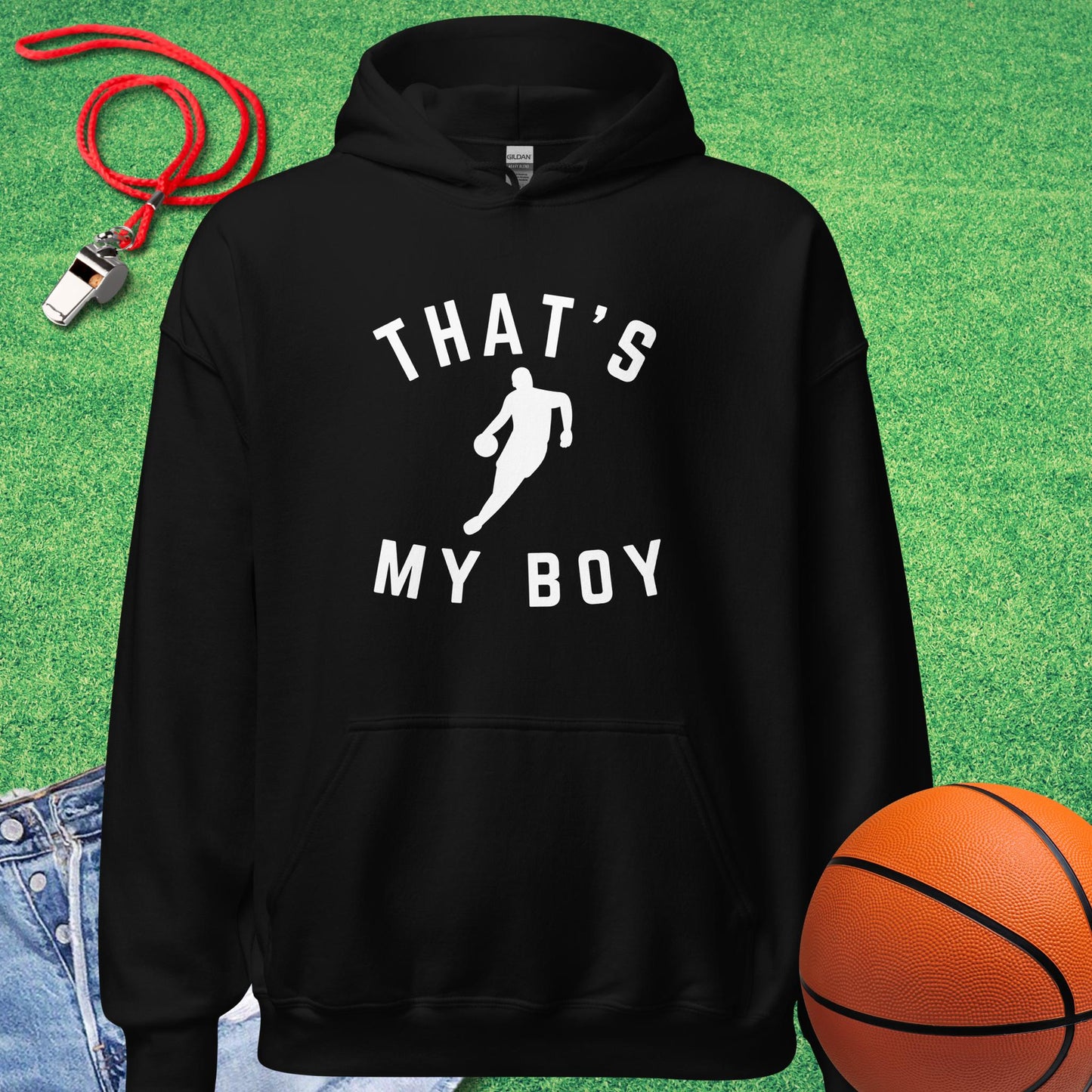 That's My Boy on the Court Hoodie in Black - Basketball Parent Hoodie | Sideline Gods