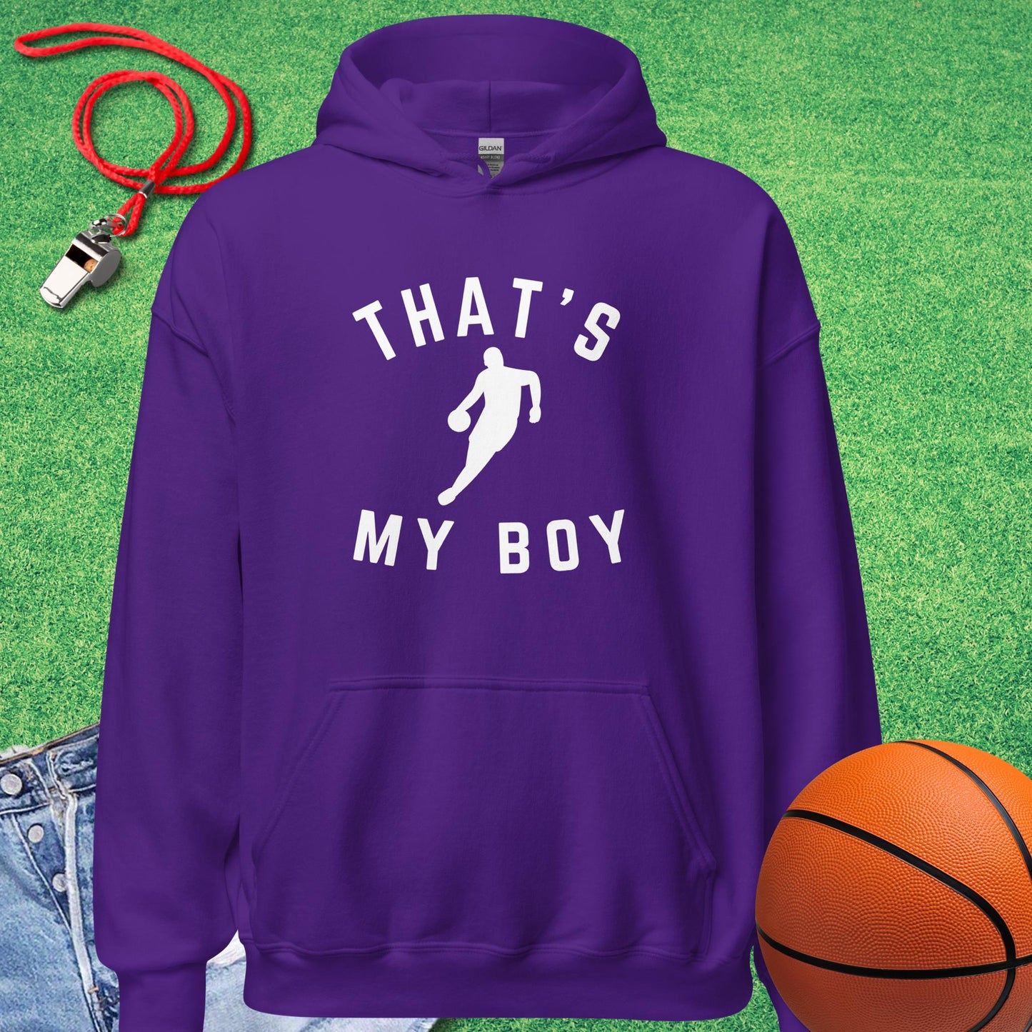 That's My Boy on the Court Hoodie in Purple - Basketball Mom Hoodie | Sideline Gods