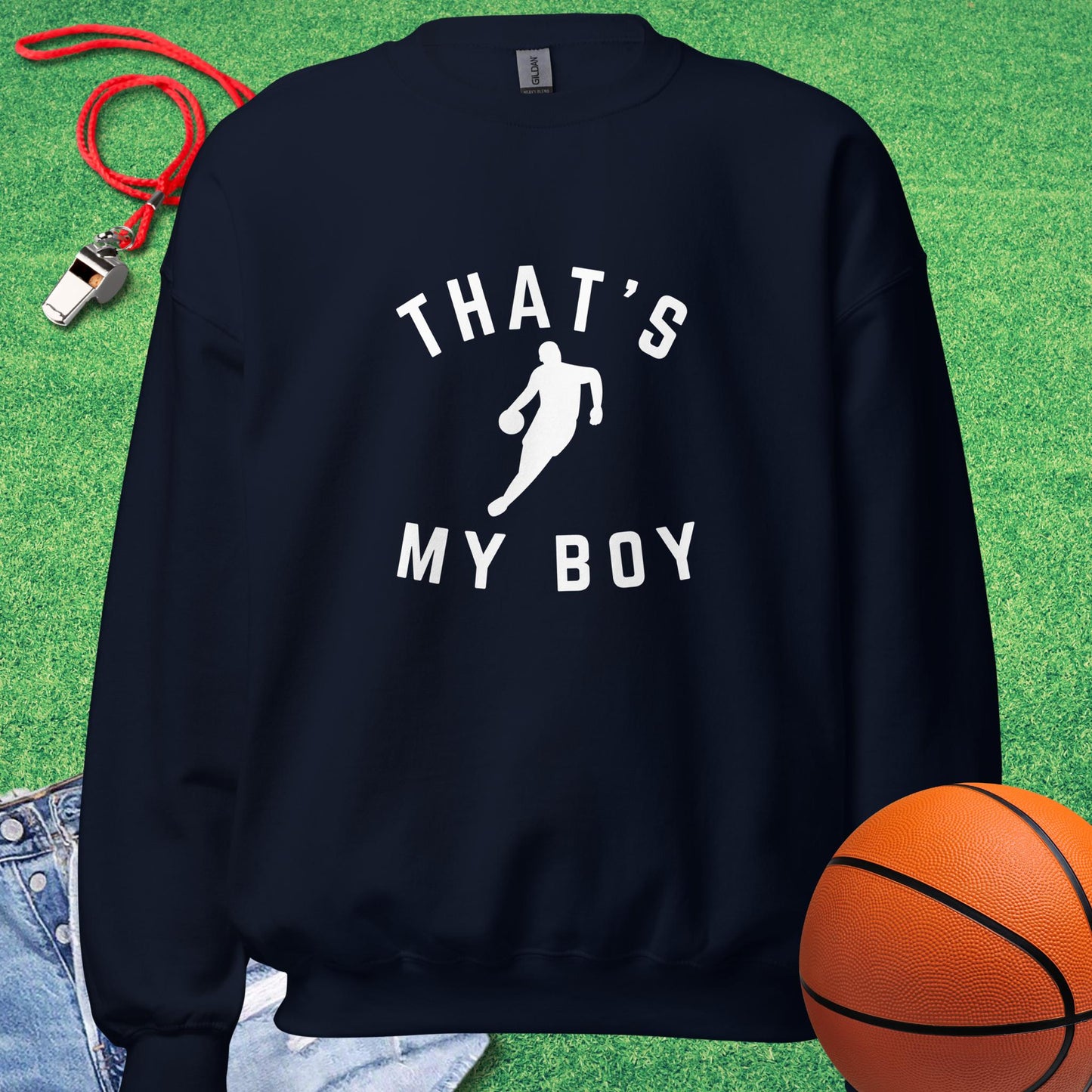 That's My Boy on the Court Sweatshirt in Navy - Basketball Dad Sweatshirt | Sideline Gods
