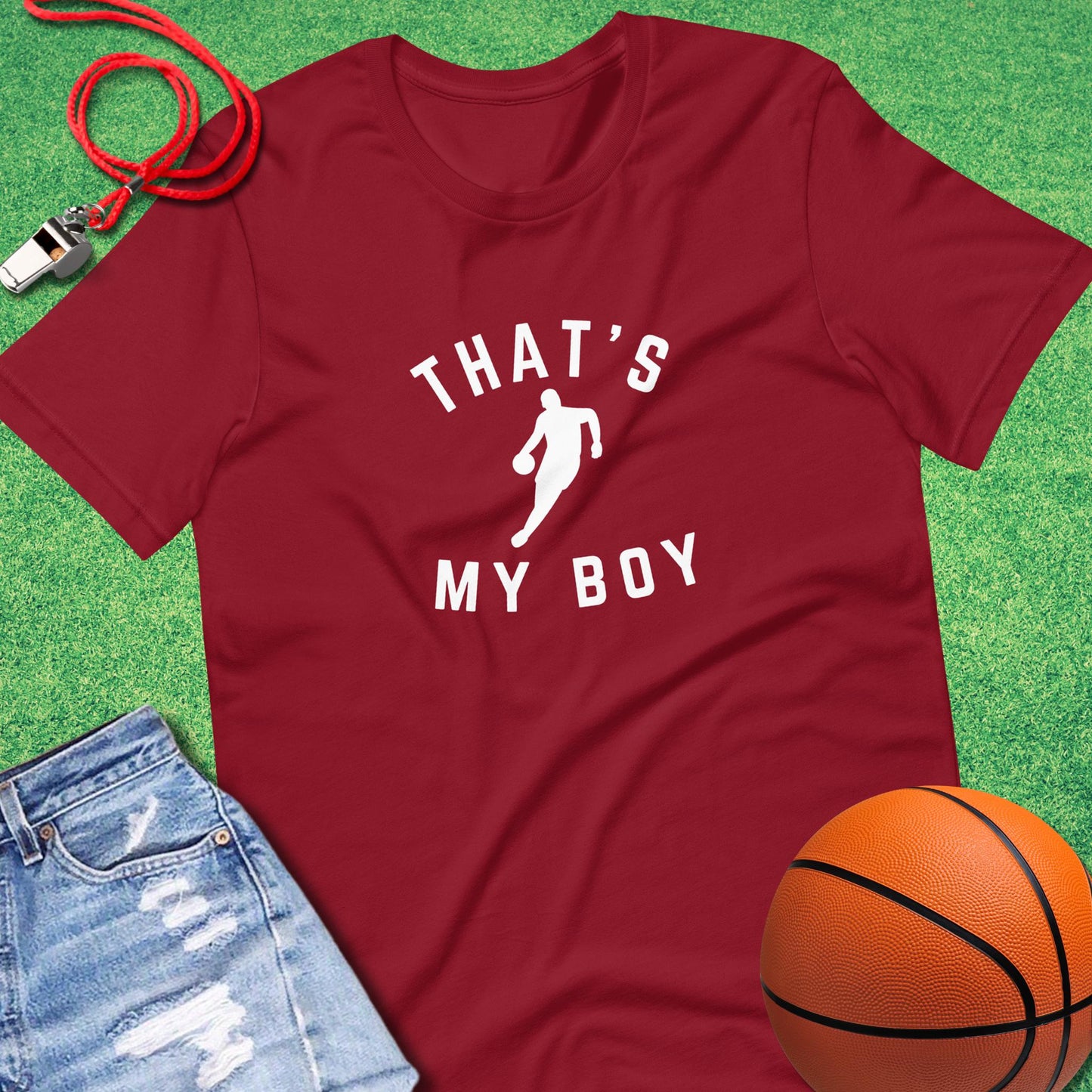 That's My Boy On the Court T-Shirt in Cardinal - Basketball Fan T-Shirt | Sideline Gods