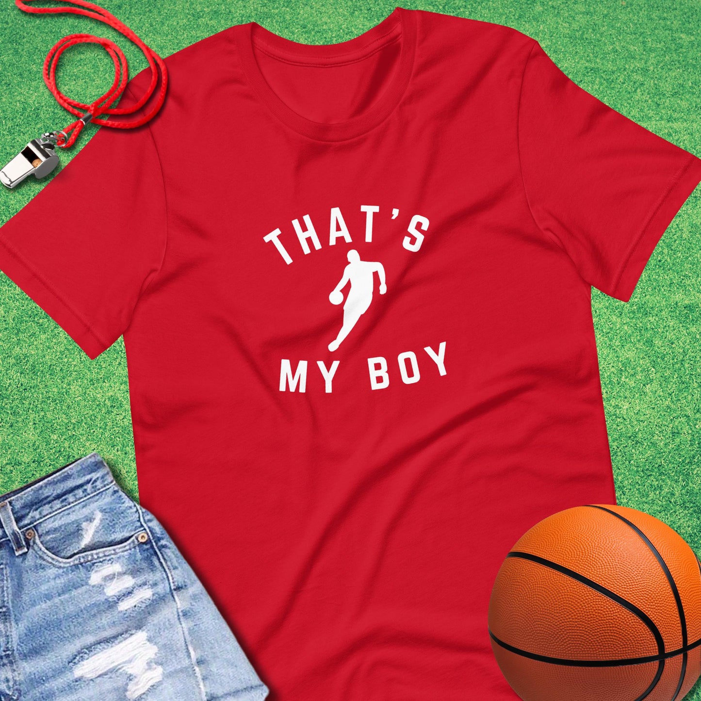 That's My Boy On the Court T-Shirt in Red - BBall Mom T-Shirt | Sideline Gods