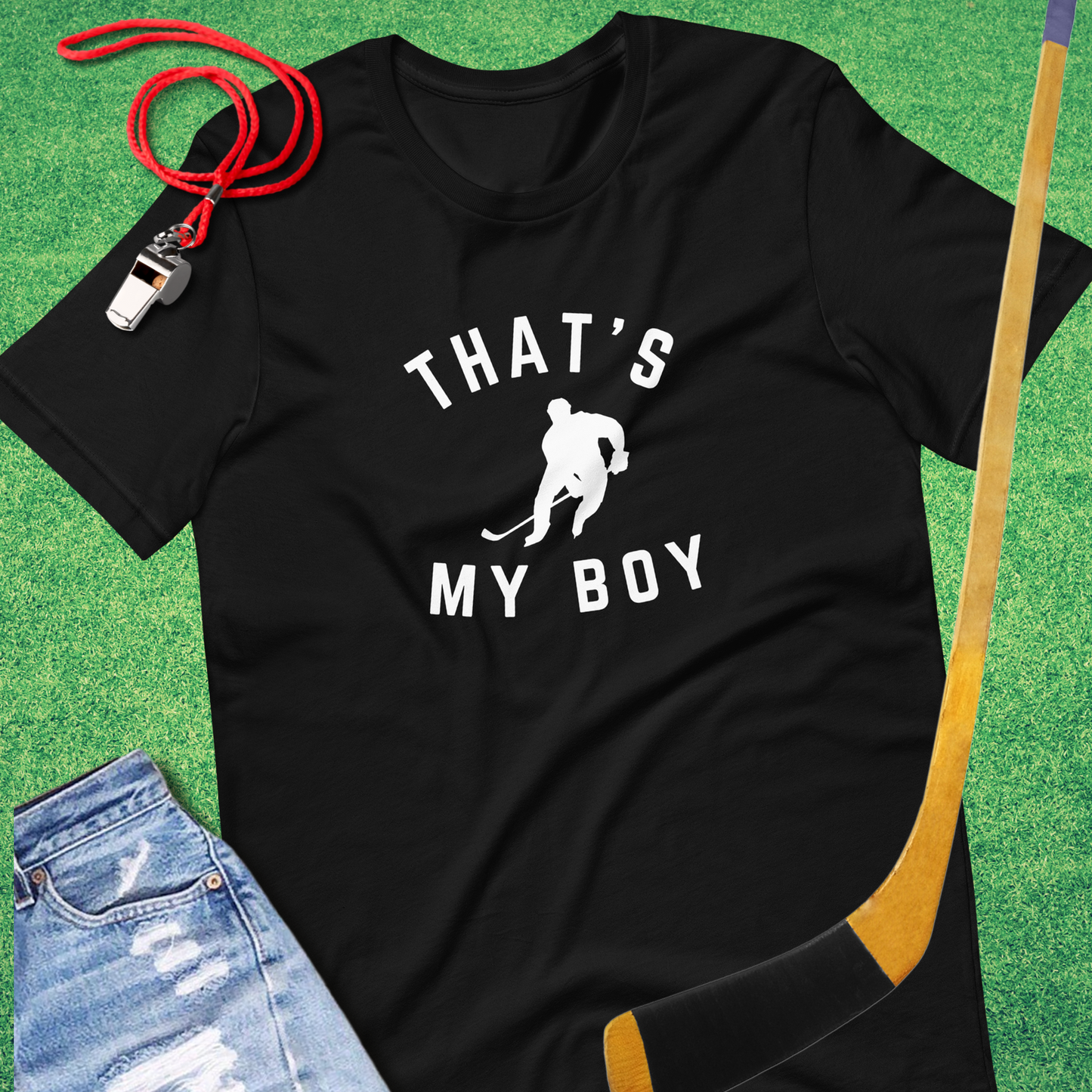 That's My Boy on the Ice T-Shirt in Black - Ice Hockey Parent T-Shirt | Sideline Gods