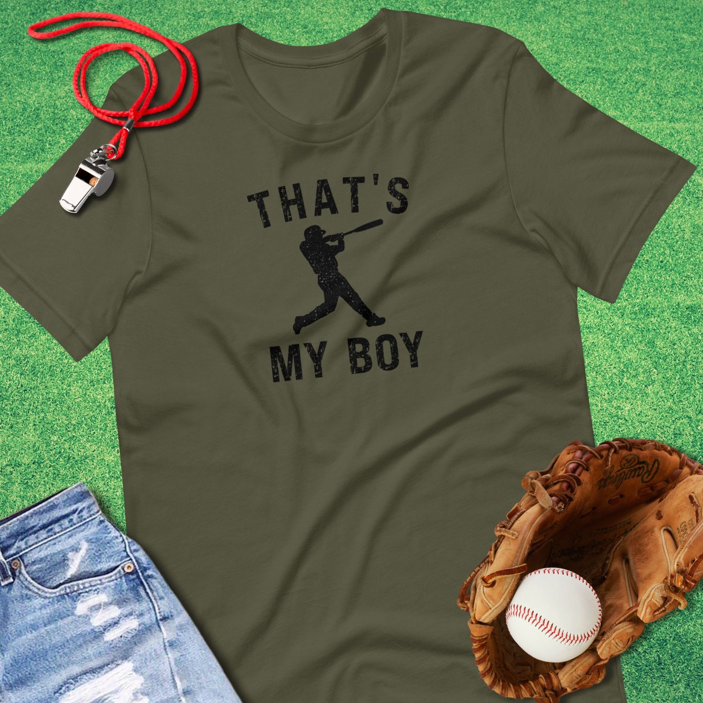 That's My Boy Silhouette T-Shirt in Military Green - Baseball Dad T-Shirt | Sideline Gods