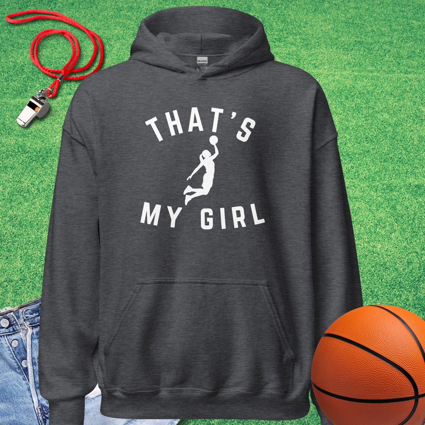That's My Girl on the Court Hoodie in Dark Heather - Basketball Mom Gift | Sideline Gods