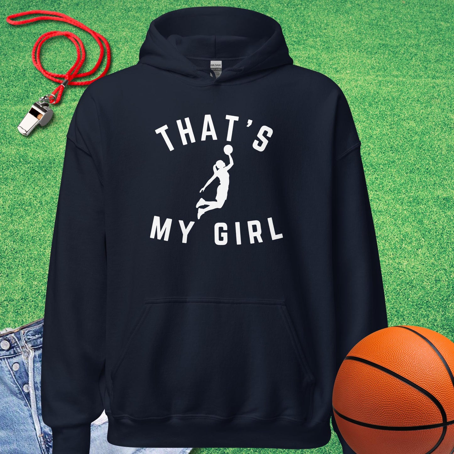 That's My Girl on the Court Hoodie in Navy - Basketball Dad Hoodie | Sideline Gods