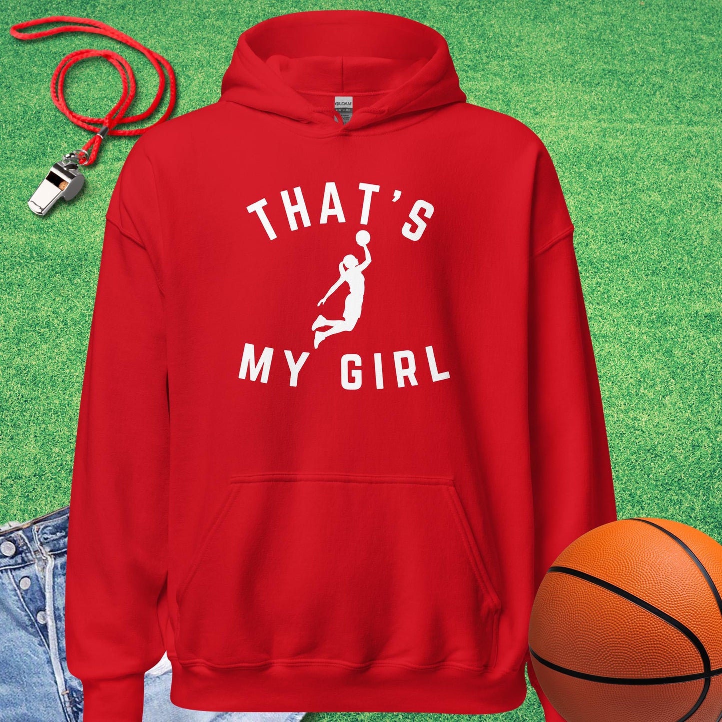 That's My Girl on the Court Hoodie in Red - BBall Mom Hoodie | Sideline Gods