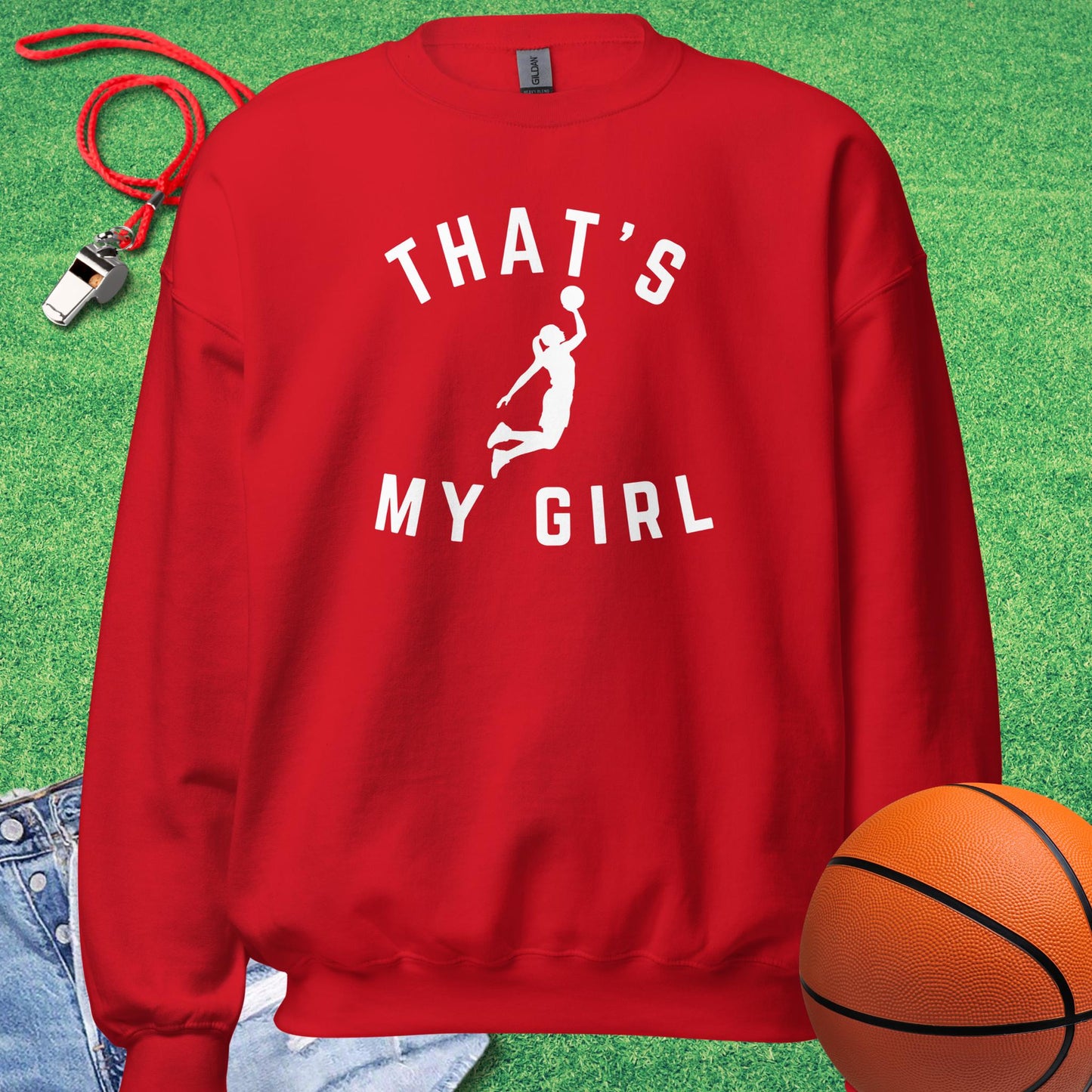 That's My Girl on the Court Sweatshirt in Red - BBall Mom Sweatshirt | Sideline Gods