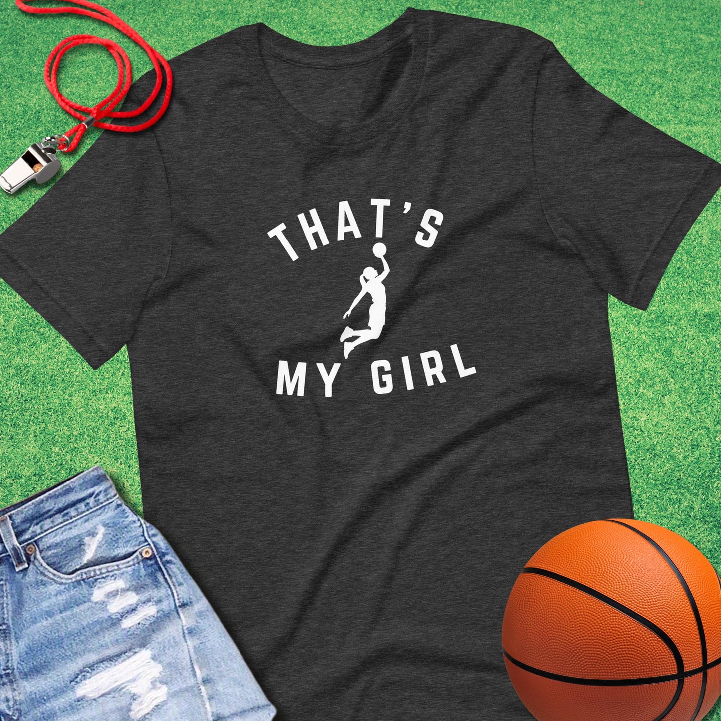 That's My Girl On the Court T-Shirt in Dark Grey Heather - Basketball Fan T-Shirt | Sideline Gods