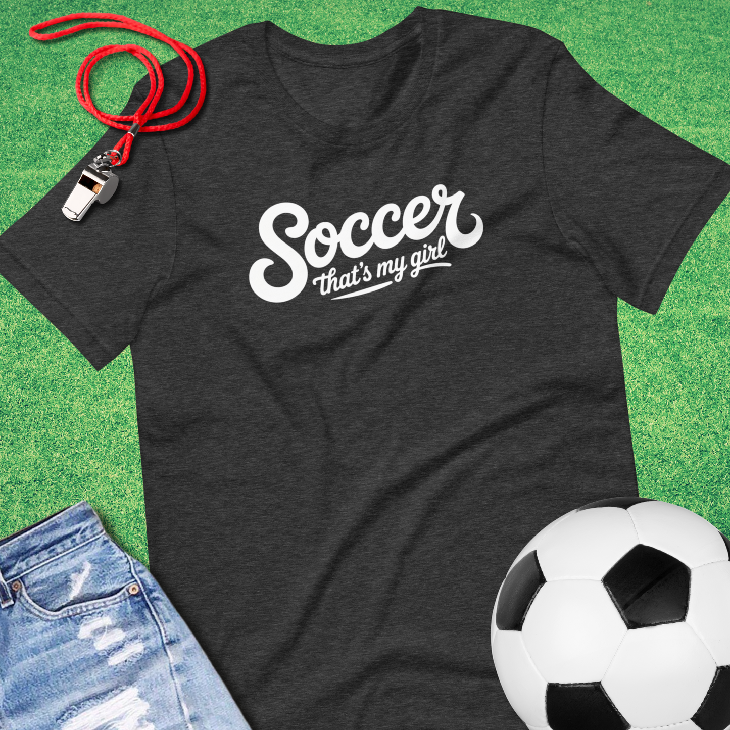 That's My Girl Soccer T-Shirt in Dark Grey Heather - Fun Soccer Mom T-Shirt | Sideline Gods