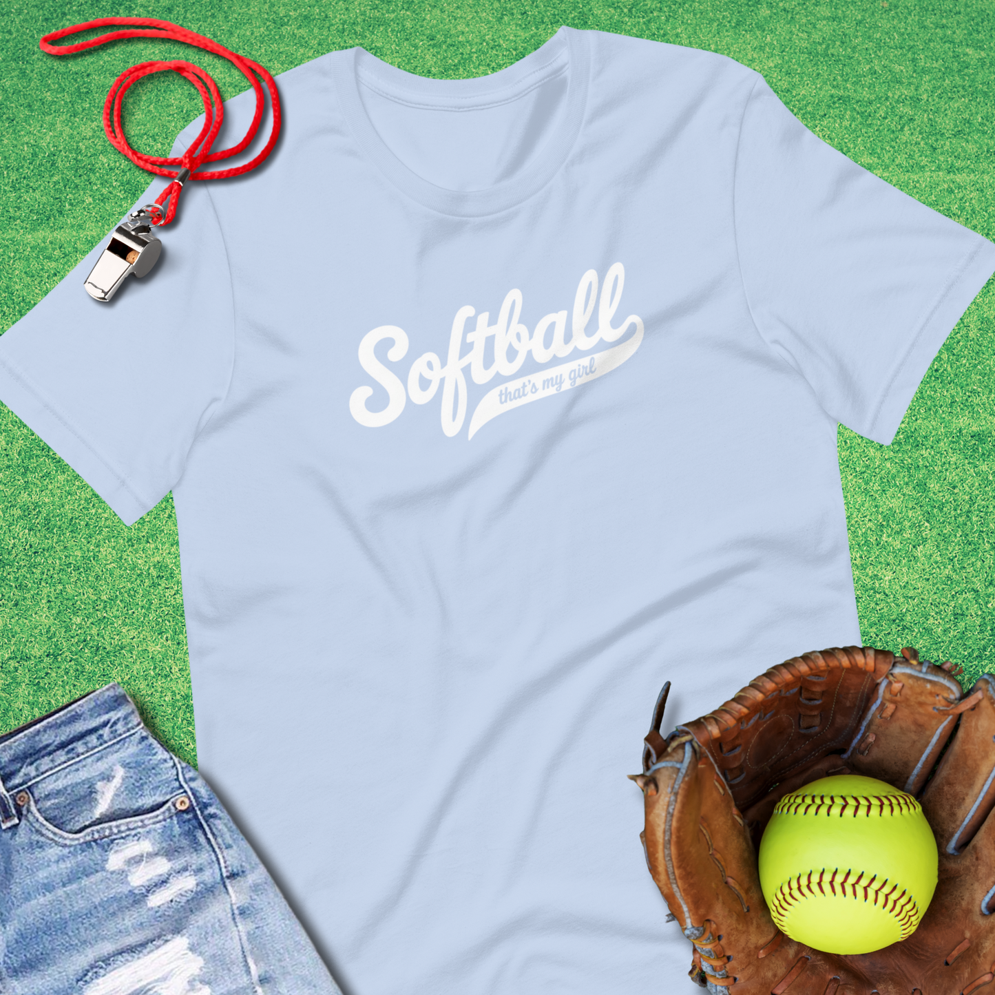 That's My Girl Softball Script T-Shirt in Baby Blue - Proud Softball Mom T-Shirt | Sideline Gods