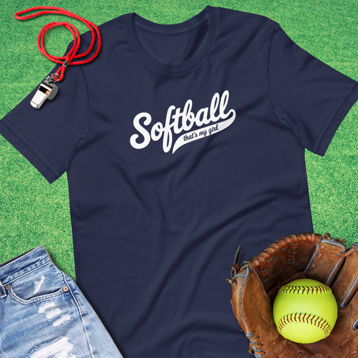 That's My Girl Softball Script T-Shirt in Navy - Softball Parent T-Shirt | Sideline Gods