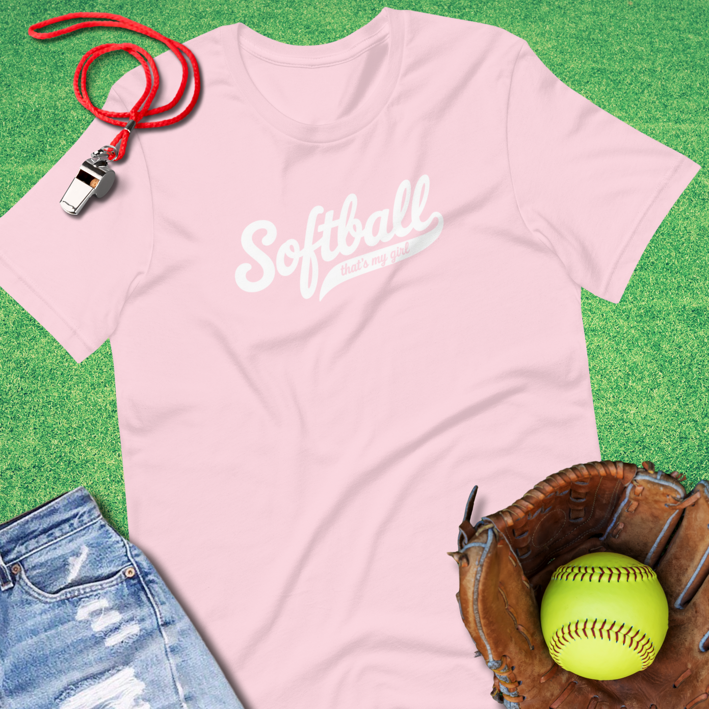 That's My Girl Softball Script T-Shirt in Soft Pink - Ballpark Mom Gift | Sideline Gods
