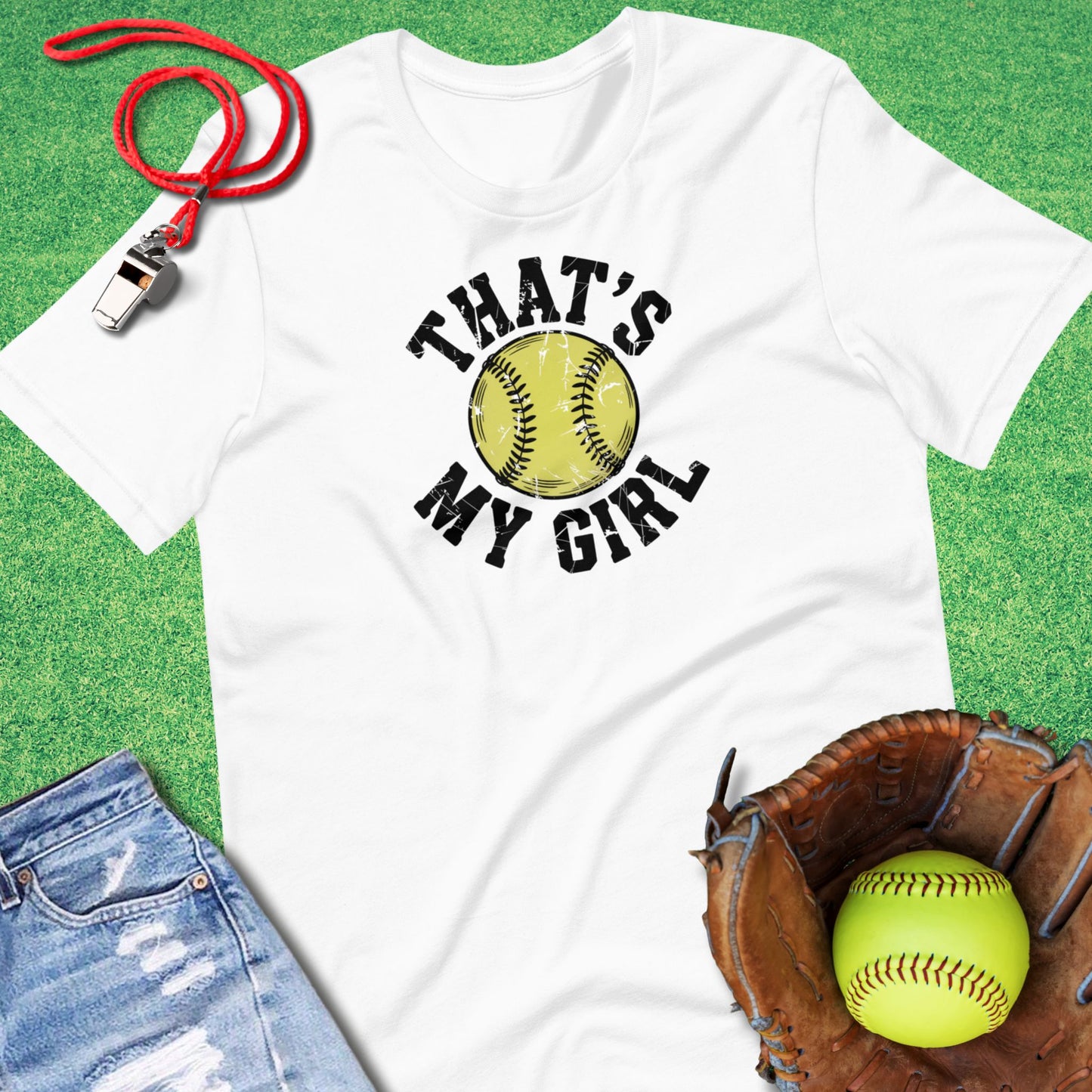 That's My Girl Softball T-Shirt in White - Softball Tailgating T-Shirt | Sideline Gods