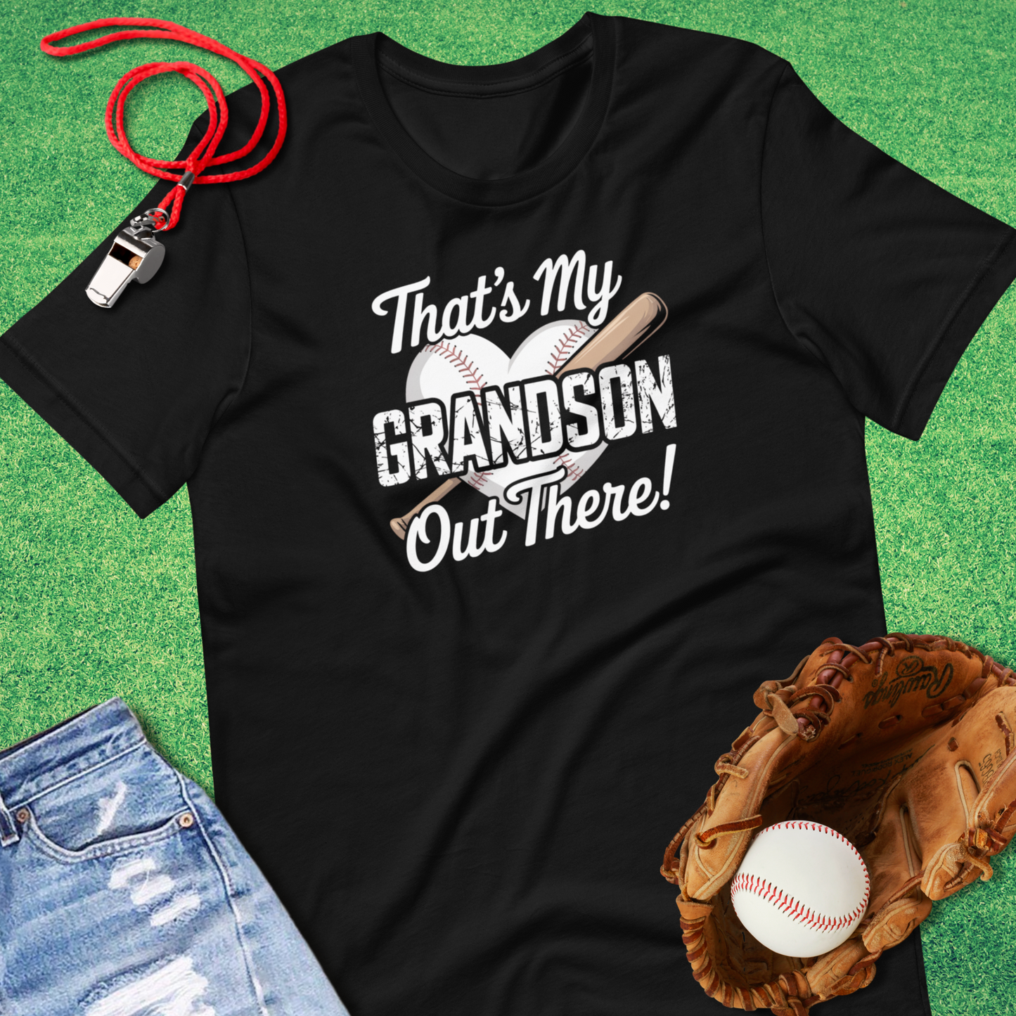 That's My Grandson Baseball T-Shirt in Black - Baseball Grandparent Gift | Sideline Gods
