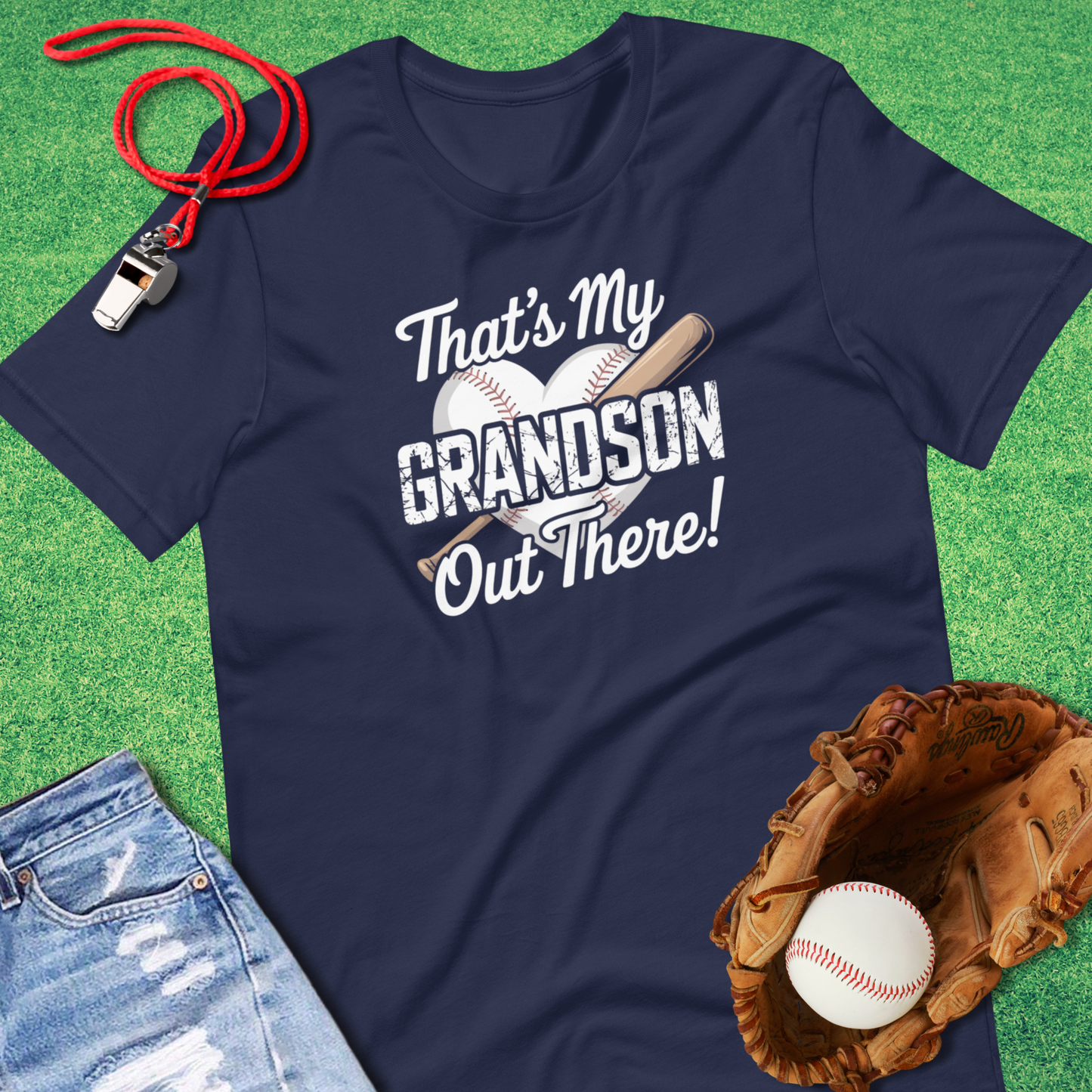 That's My Grandson Baseball T-Shirt in Navy - Ballpark Grandparent Gift | Sideline Gods