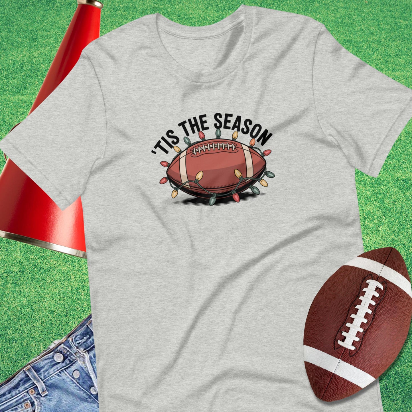 Tis the Football Season T-Shirt in Athletic Heather - Christmas Football [product_type} by Sideline Gods