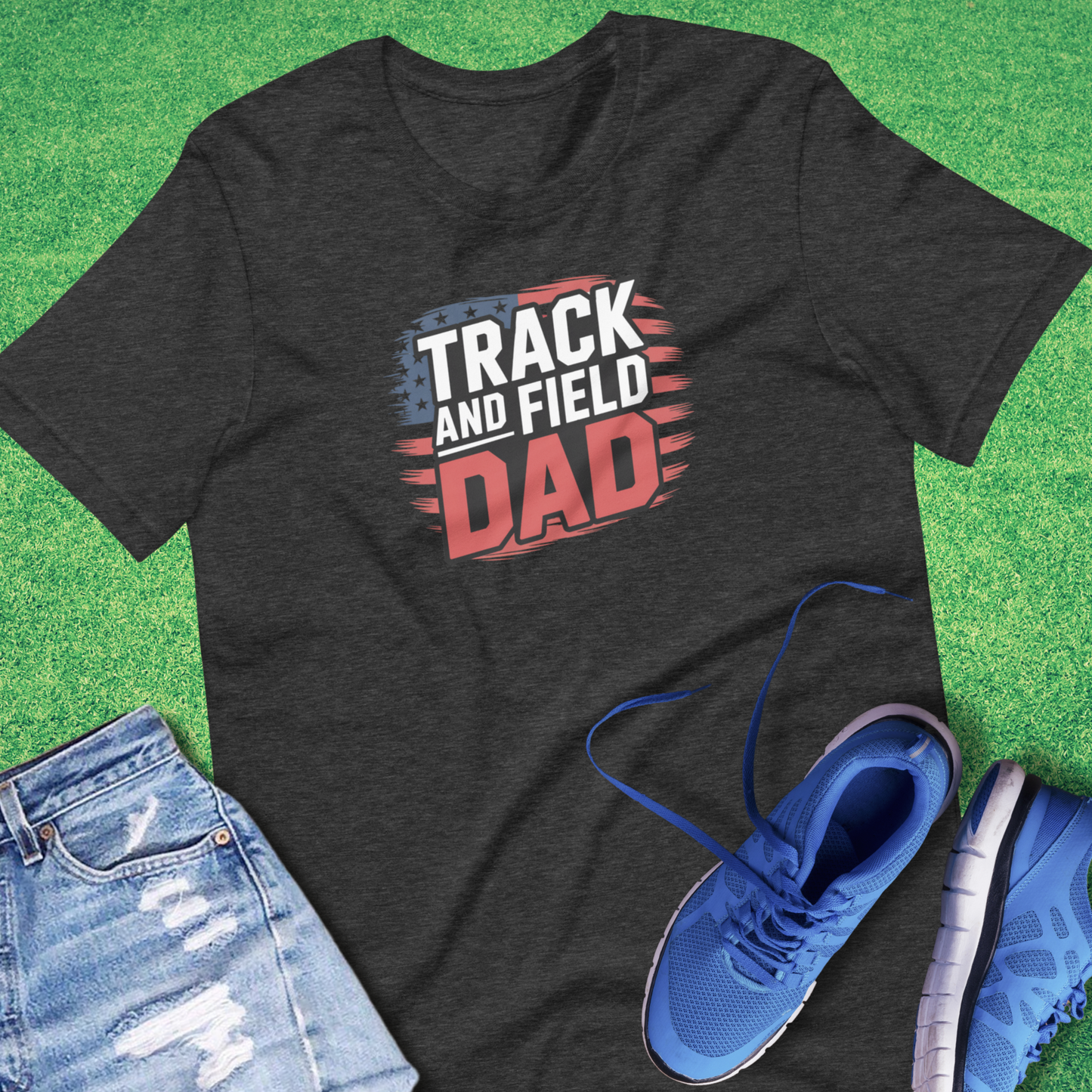 Track and Field Dad T-Shirt in Dark Grey Heather - Track Side Dad T-Shirt | Sideline Gods