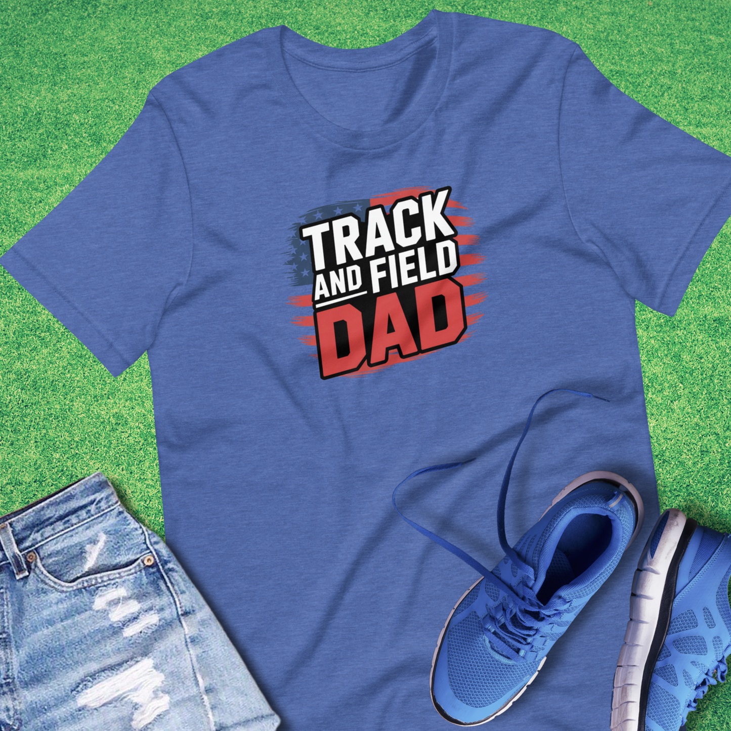 Track and Field Dad T-Shirt in Heather True Royal - Fun Track Parent T-Shirt | Sideline Gods