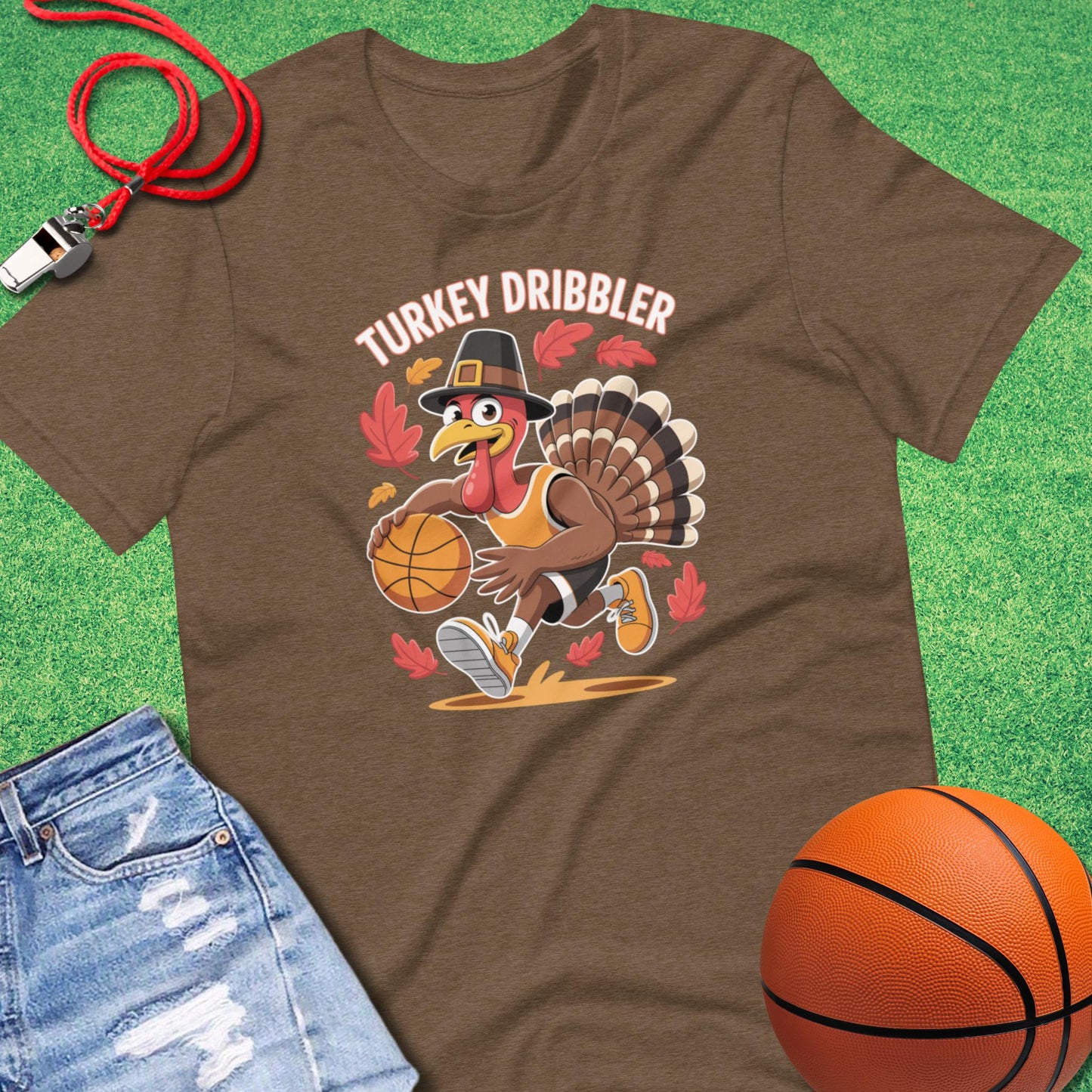Turkey Dribbler T-Shirt in Heather Brown - Funny Bball Gear | Sideline Gods
