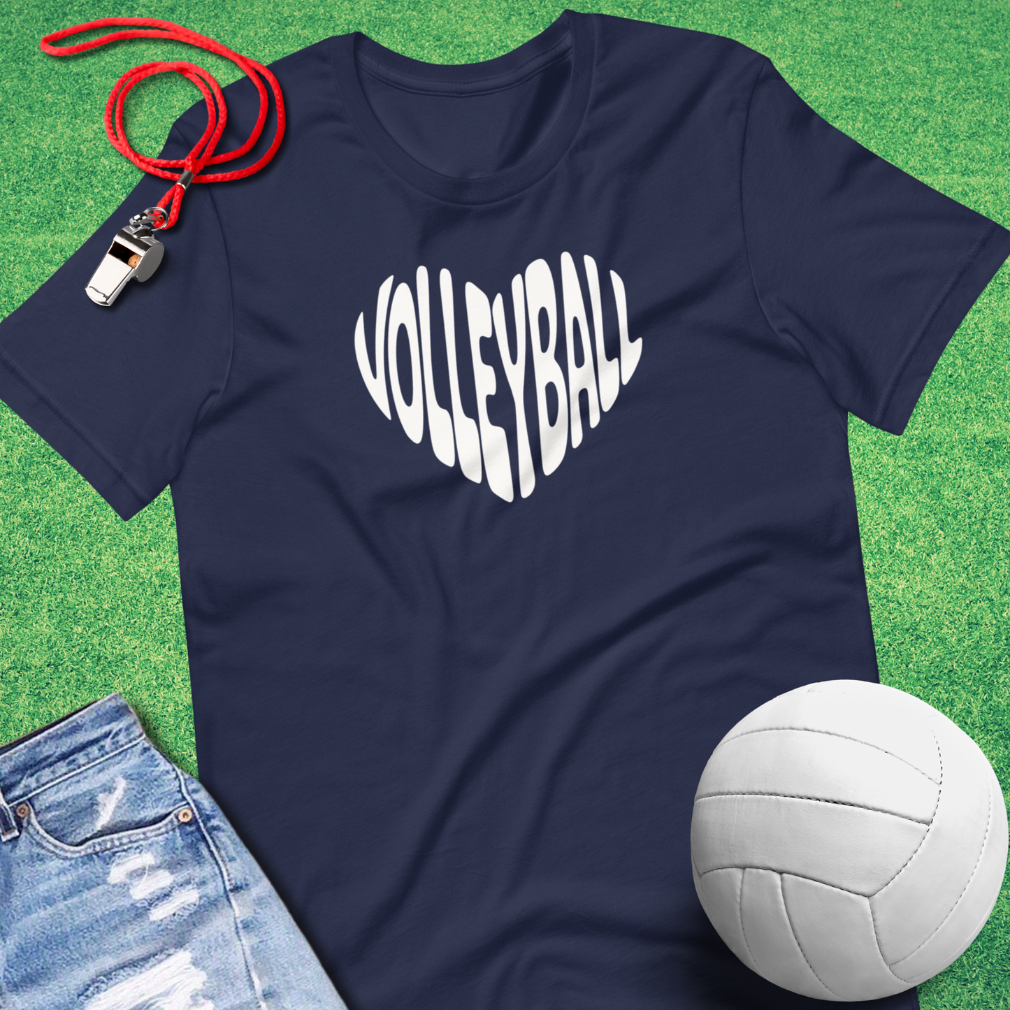 Volleyball Heart T-Shirt in Navy - Bold Volleyball Gear for Players and Fans | Sideline Gods