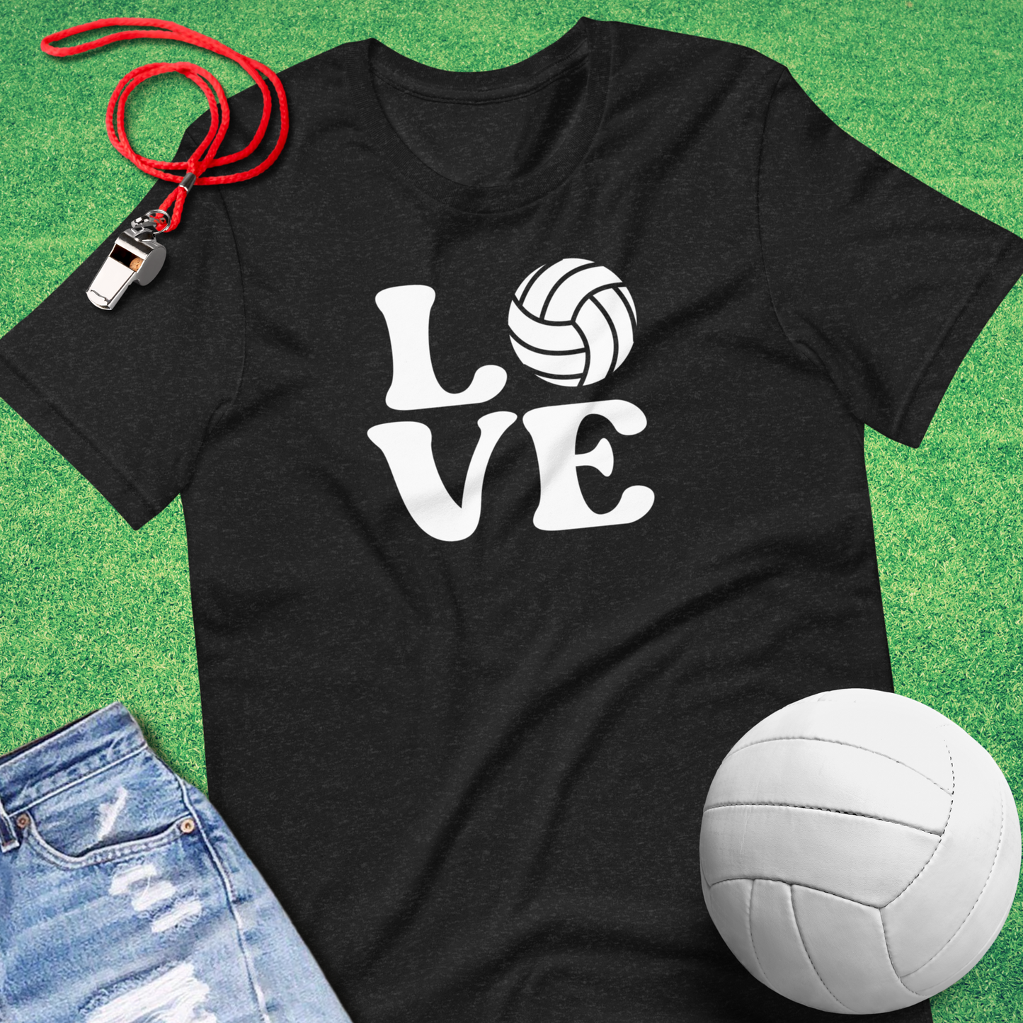 Volleyball Love T-Shirt in Black Heather - Unique Courtside T-Shirt for Players and Fans | Sideline Gods