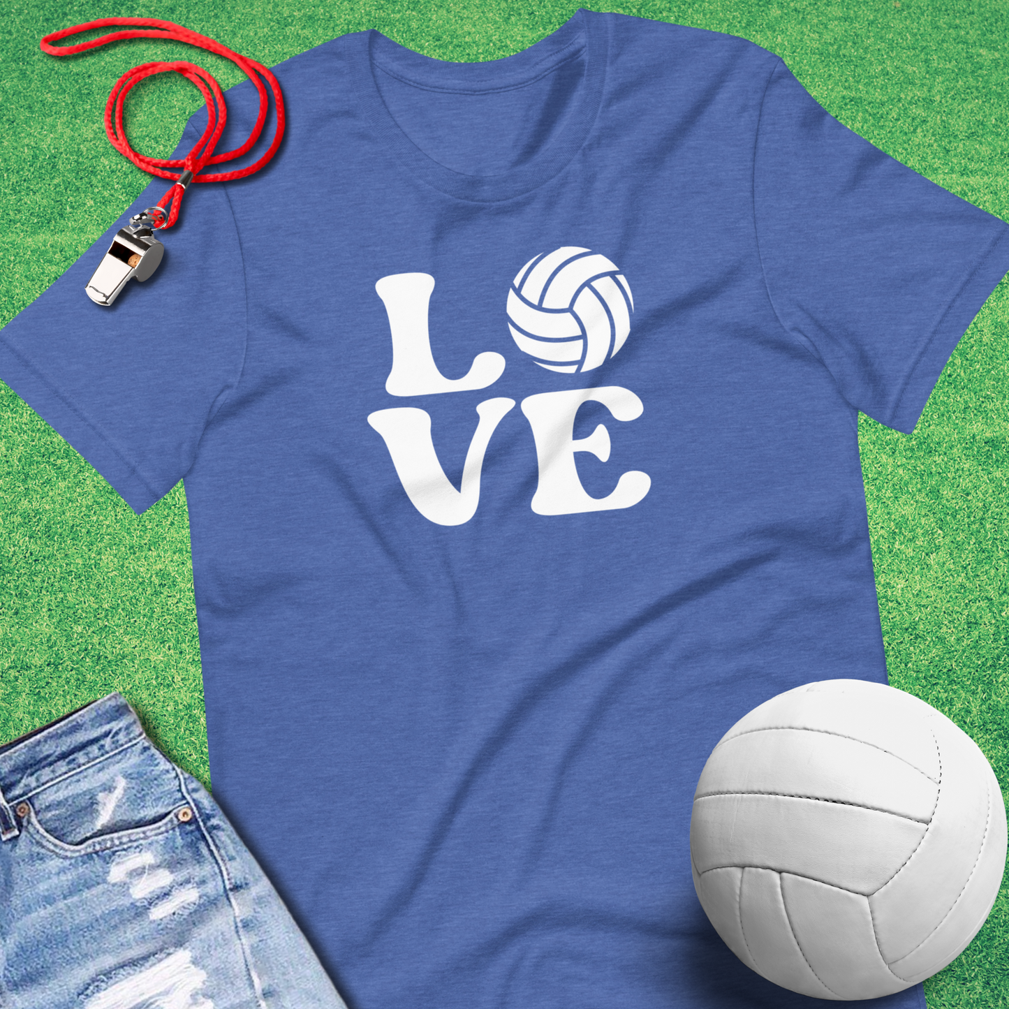 Volleyball Love T-Shirt in Heather True Royal - Unique Volleyball T-Shirt for Players and Fans | Sideline Gods