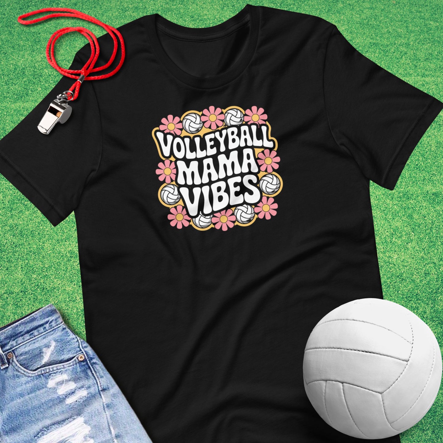Volleyball Mama Vibes T-Shirt in Black - Volleyball Mom Gift | Sideline Gods