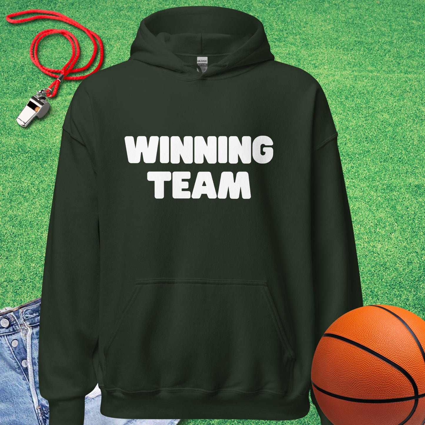 Winning Team Hoodie in Forest Green - Funny Bball Gear | Sideline Gods