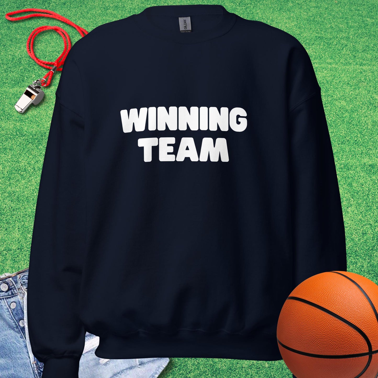 Winning Team Sweatshirt in Navy - Funny Basketball Gear | Sideline Gods