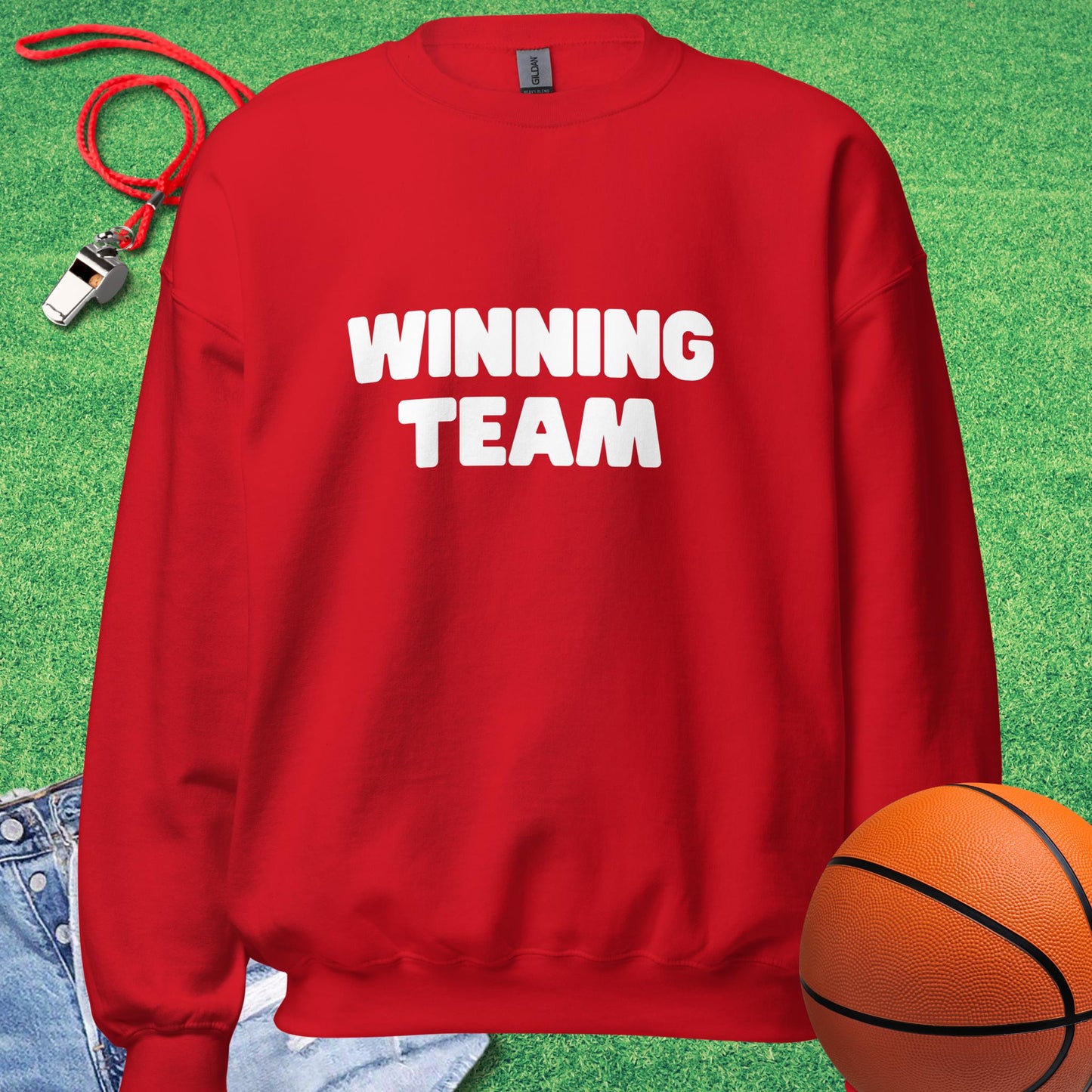 Winning Team Sweatshirt in Red - Minimalist Basketball Sweatshirt | Sideline Gods