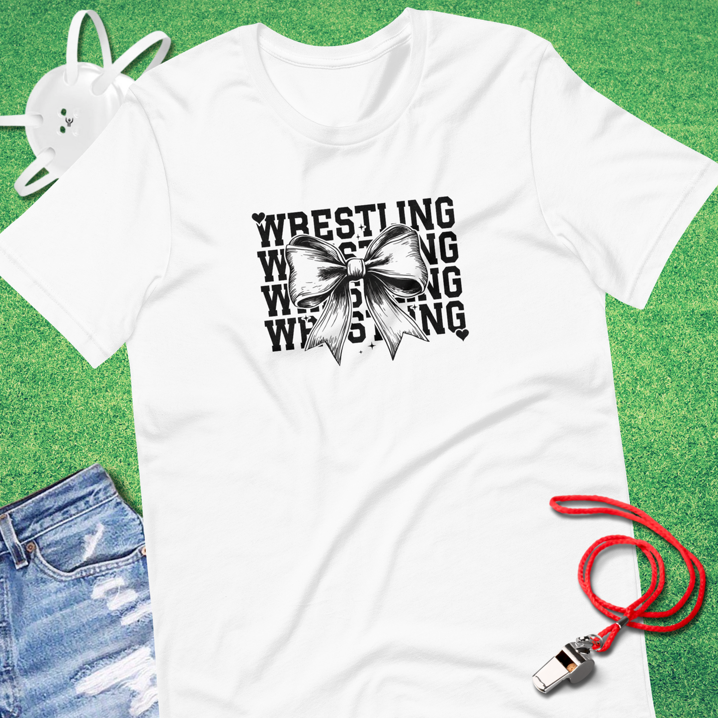 Wrestling Bow T-shirt in White - Wrestling Mom T-Shirt | Sideline Gods