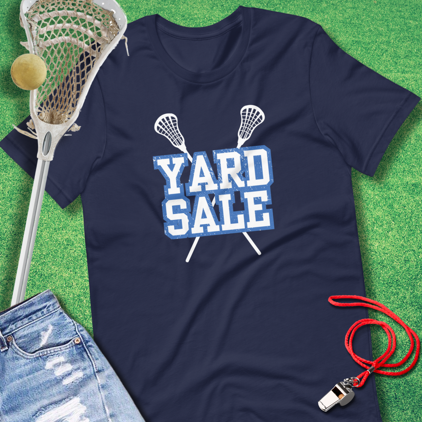 Yard Sale T-Shirt in Navy - Lacrosse Gear for Players and Fans | Sideline Gods
