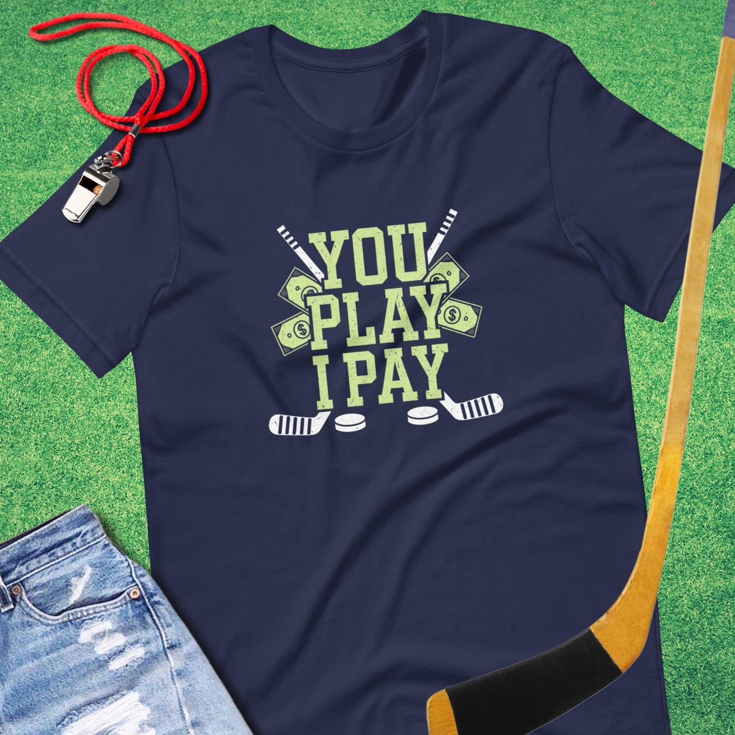 You Play I Pay Ice Hockey T-Shirt in Navy - Rink Dad T-Shirt | Sideline Gods