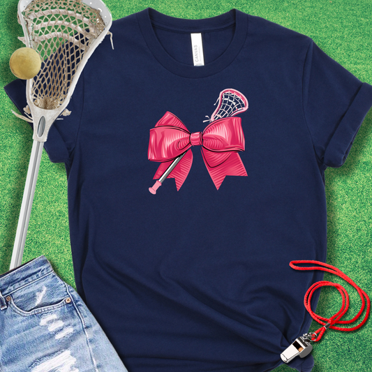 Pink Lacrosse Bow T-Shirt