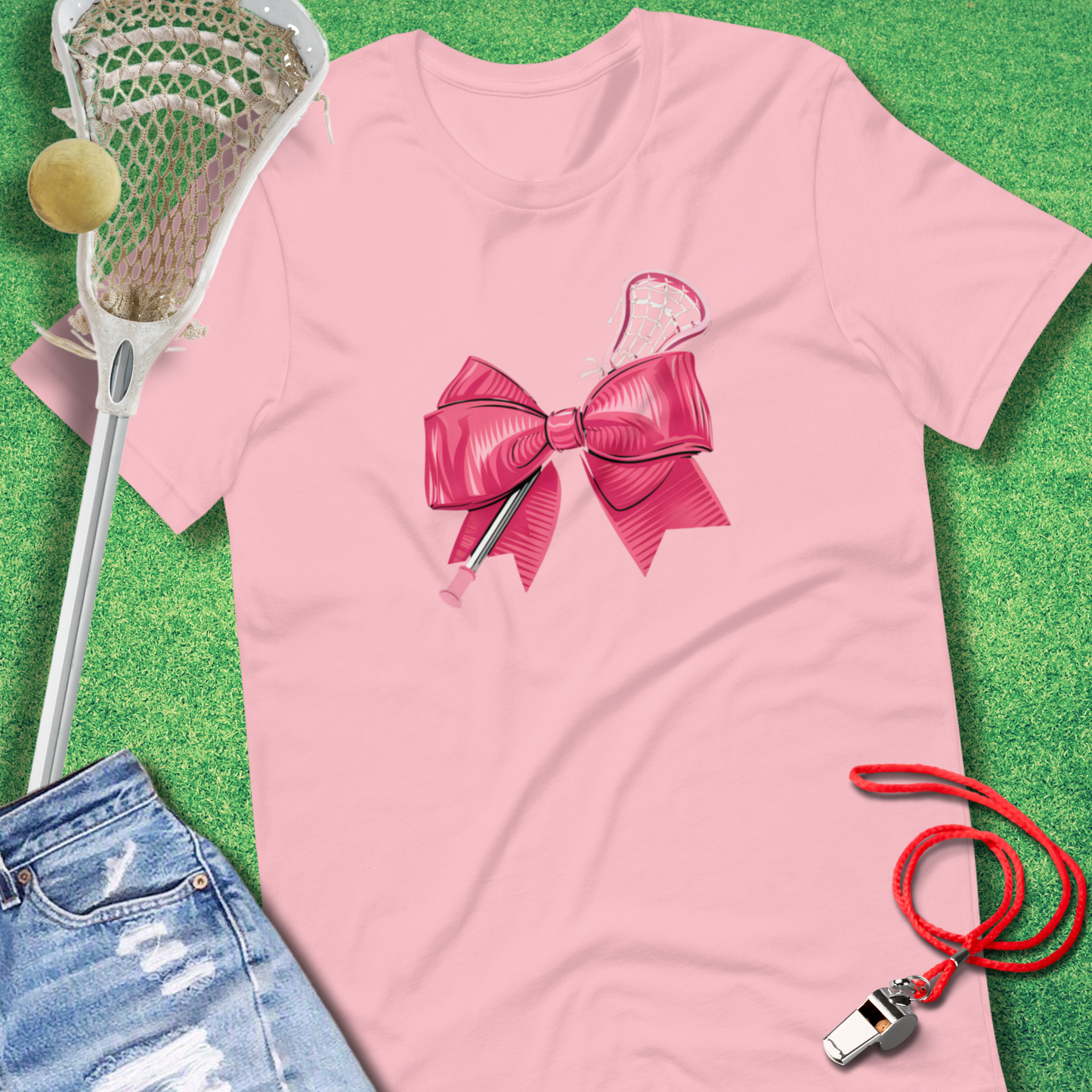 Pink Lacrosse Bow T-Shirt